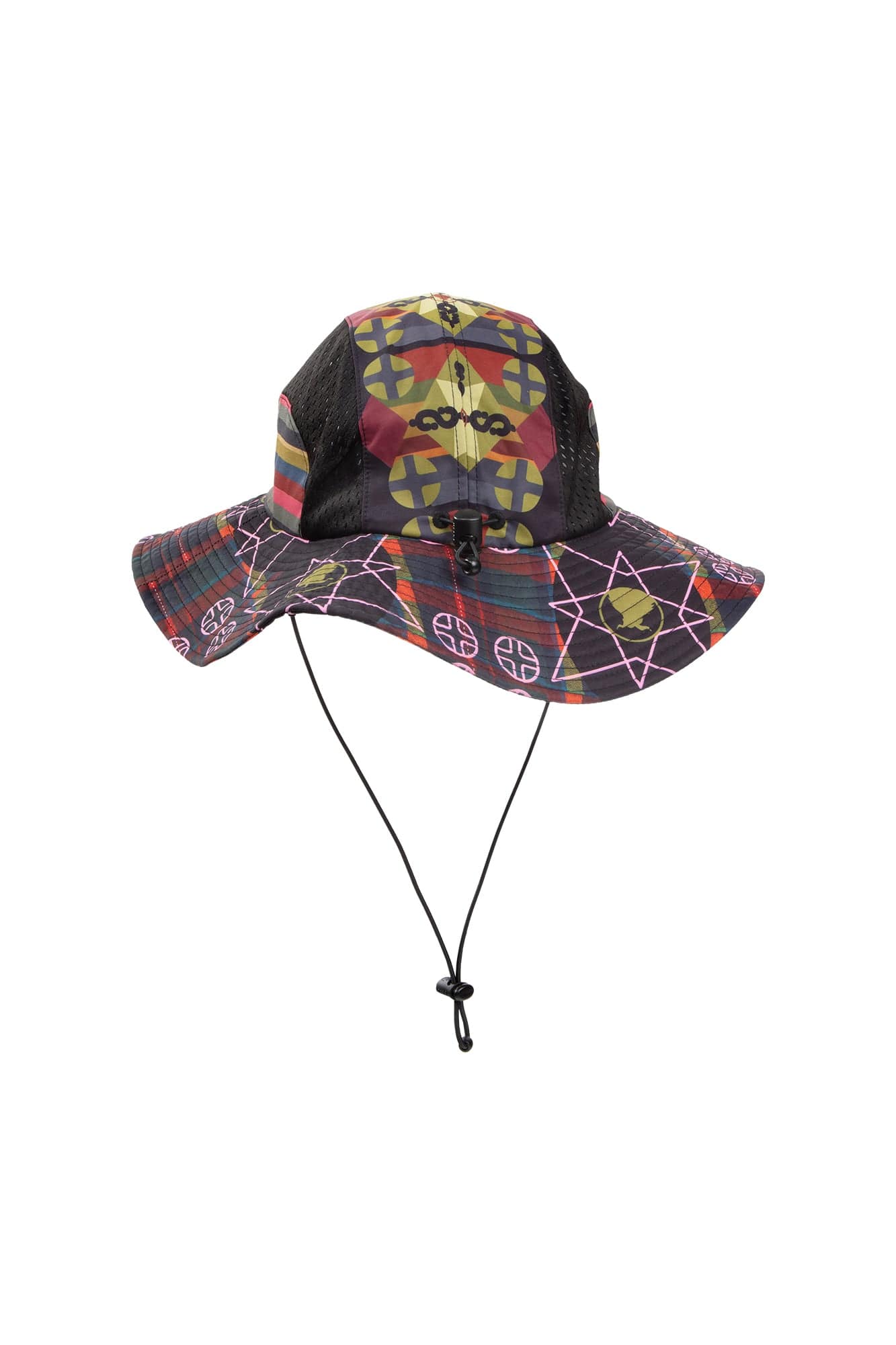 NERHI Mesh-Paneled Tribal Graphic Bucket Hat, premium urban and streetwear designers apparel on PROJECTISR.com, NERHI