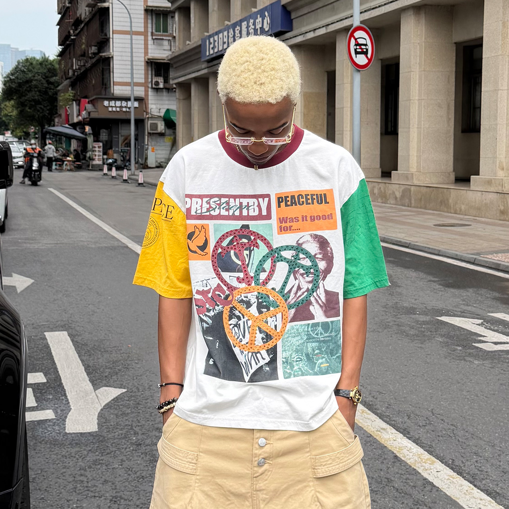STEEPC Contrast Diamond Graphic T-Shirt, premium urban and streetwear designers apparel on PROJECTISR.com, STEEPC