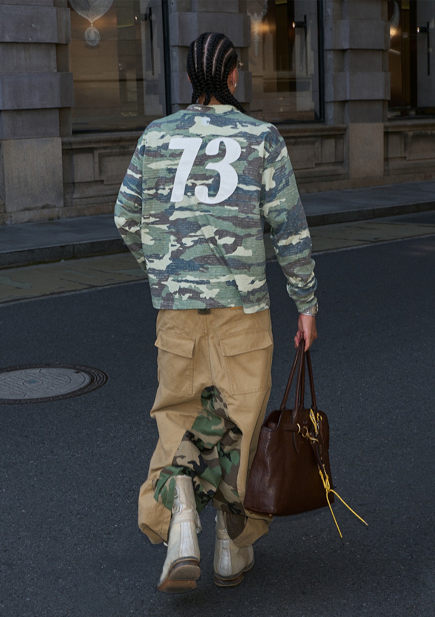 STEEPC No.73 Patch Washed Camo Long-Sleeve Tee, premium urban and streetwear designers apparel on PROJECTISR.com, STEEPC