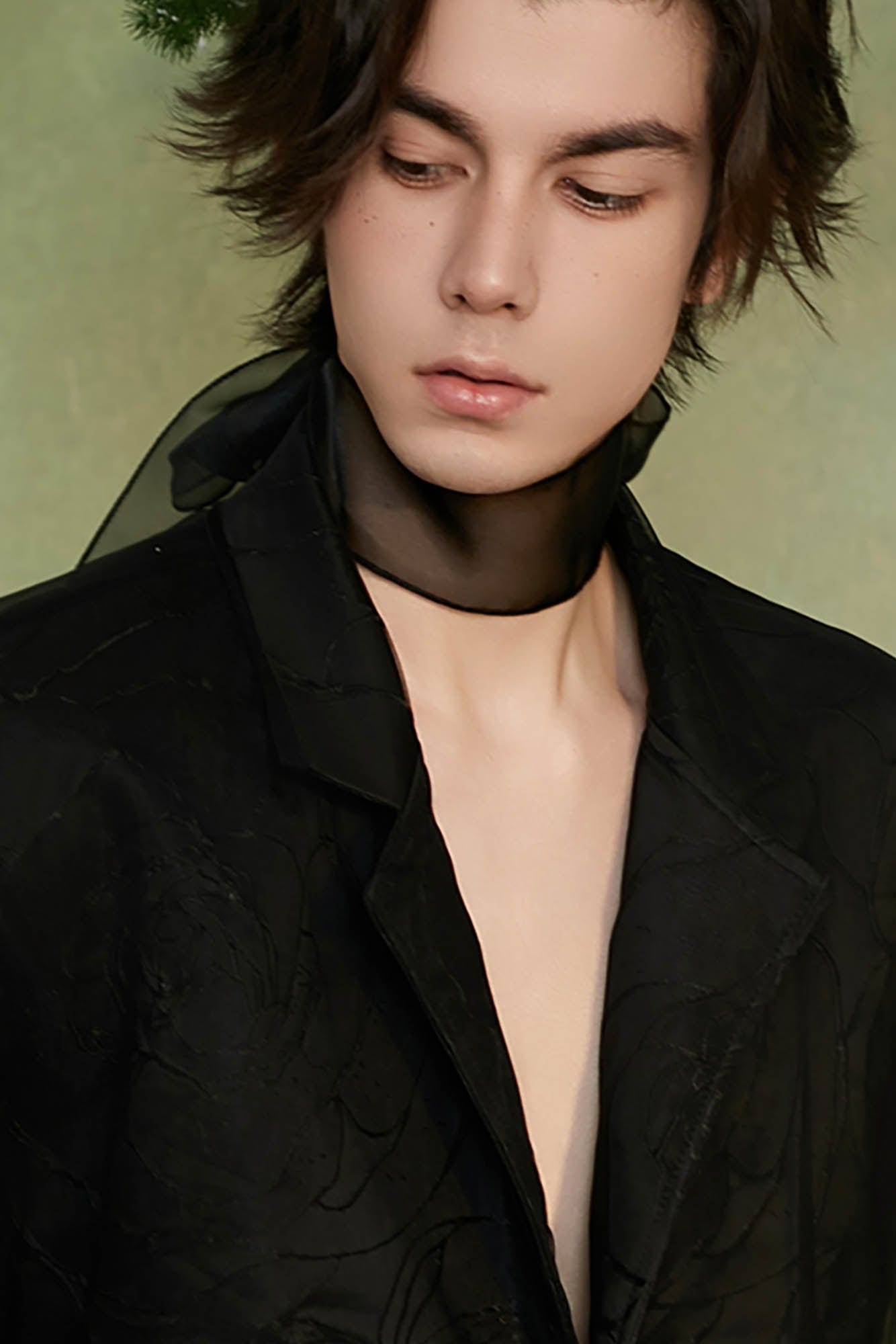 JIECHI Layered Floral Embossed Blazer, premium urban and streetwear designers apparel on PROJECTISR.com, JIECHI