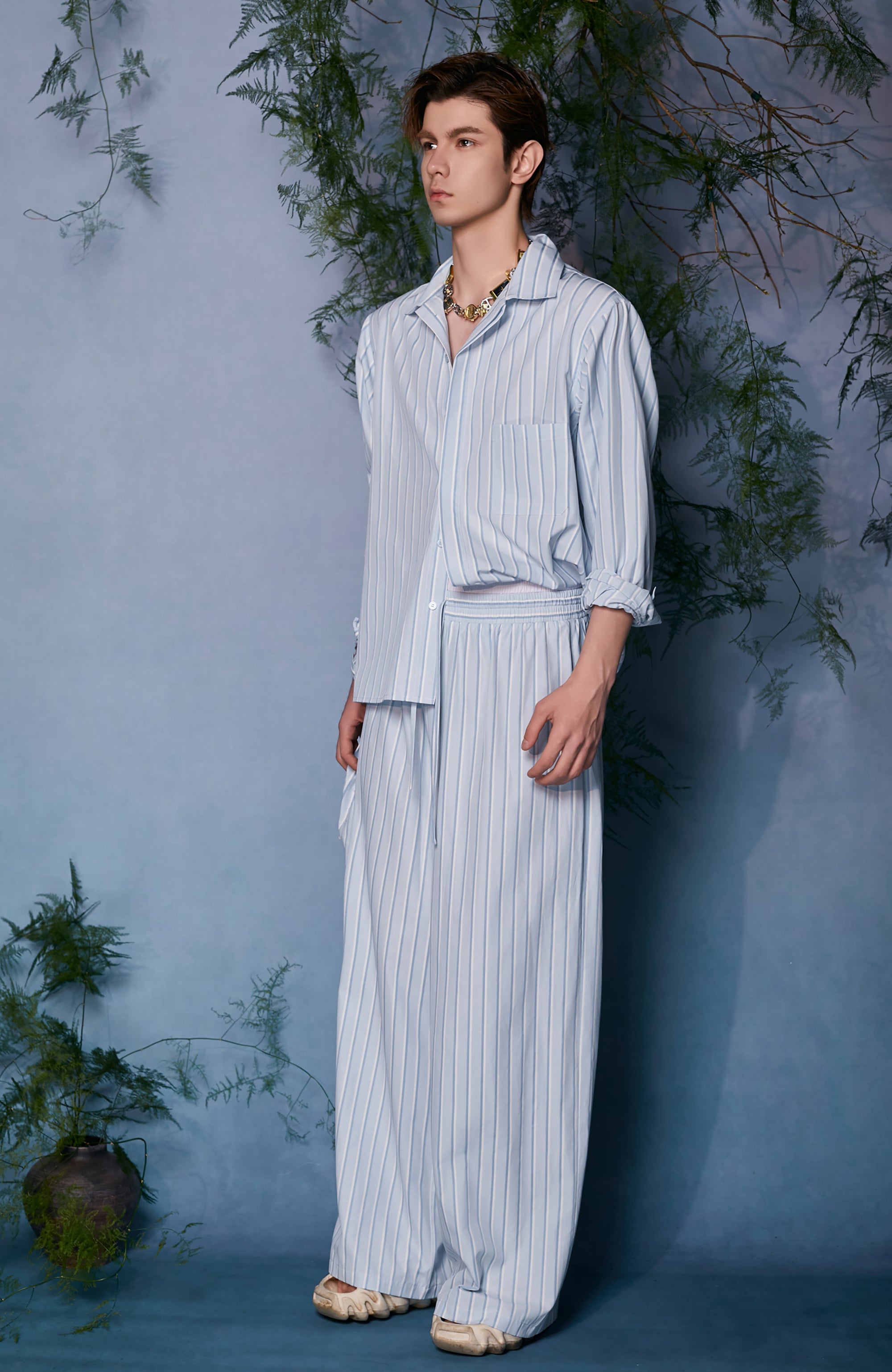 JIECHI Striped Wide-Leg Trousers, premium urban and streetwear designers apparel on PROJECTISR.com, JIECHI