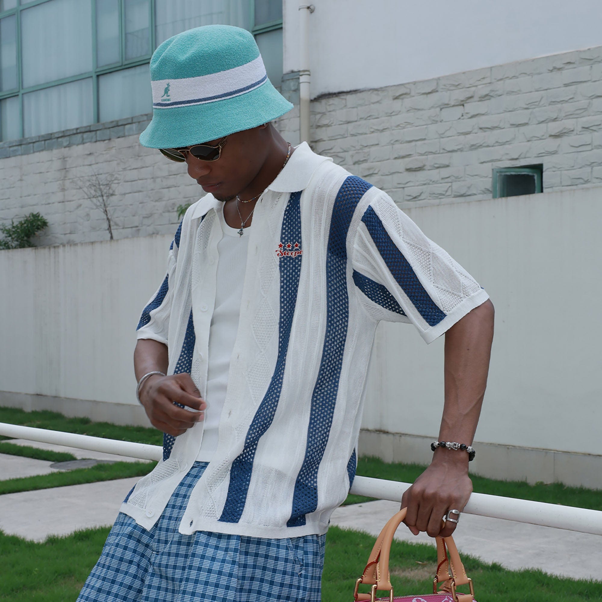 STEEPC No.96 Patchwork Striped Knit Half Shirt, premium urban and streetwear designers apparel on PROJECTISR.com, STEEPC