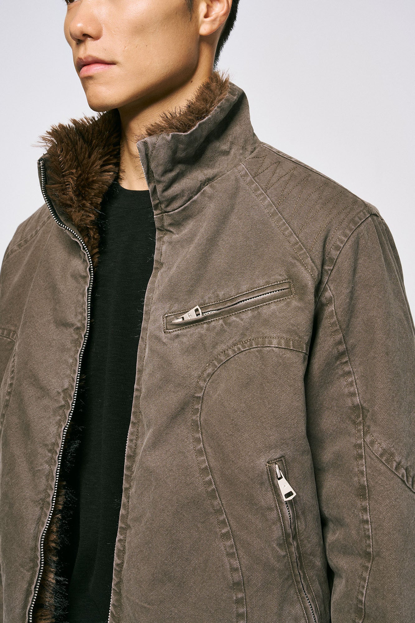 CATSSTAC Faux Fur Lining Washed Jacket