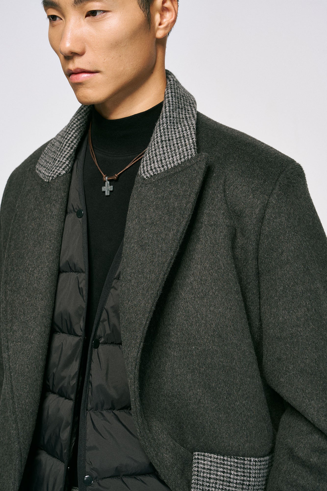 CATSSTAC Detachable Down Liner Wool-Blend Overcoat