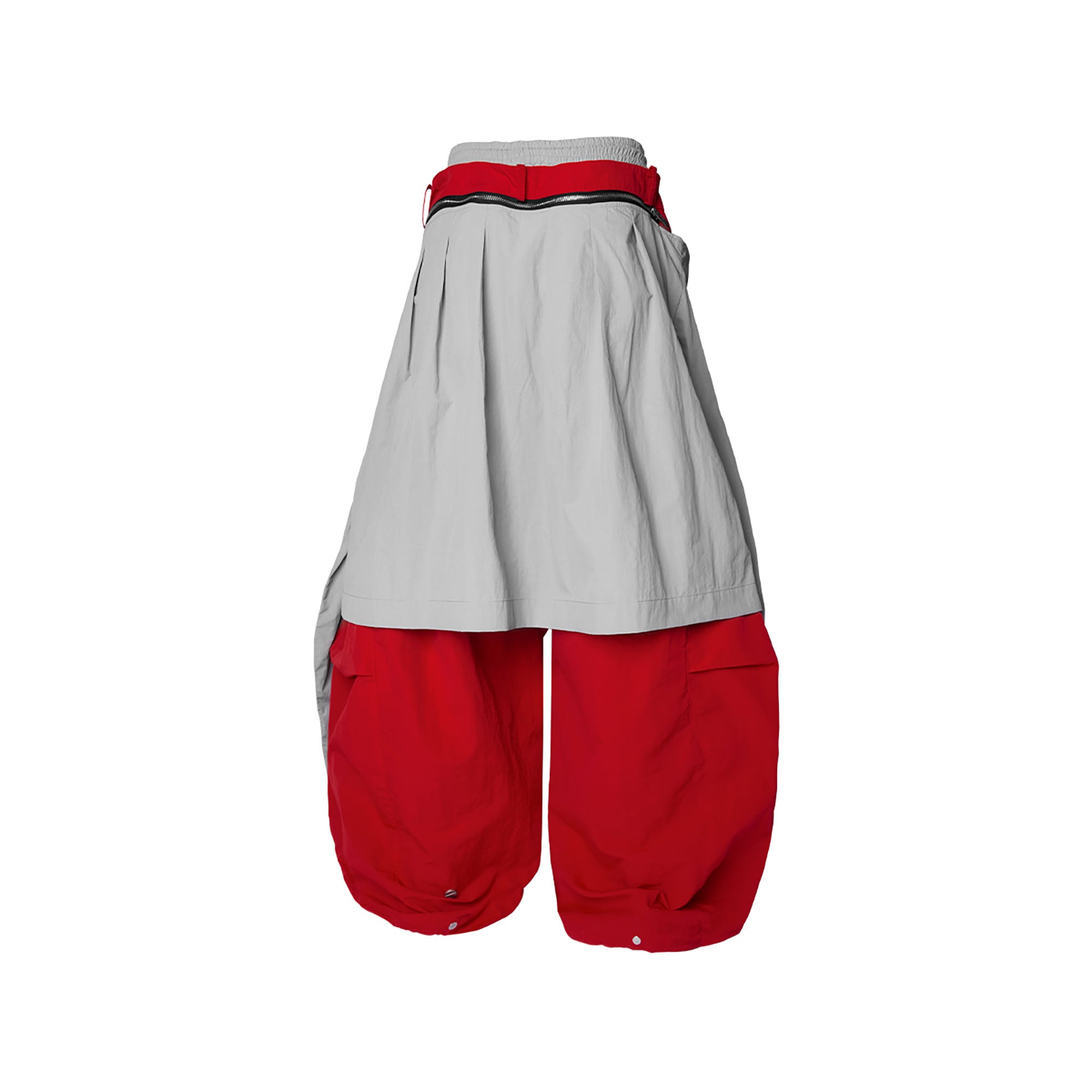 RELABEL Drawstring Layered Double-Waistband Parachute Pants Red, premium urban and streetwear designers apparel on PROJECTISR.com, RELABEL