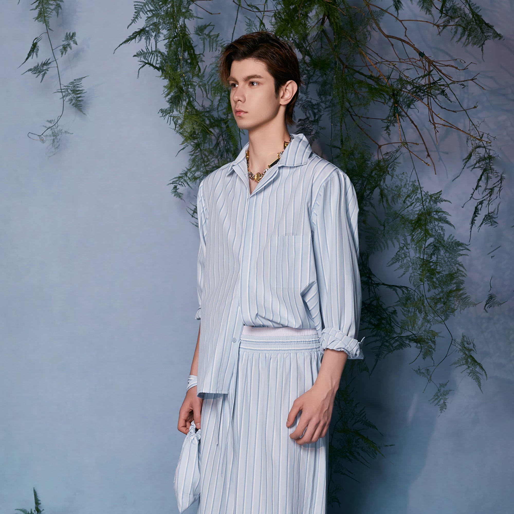 JIECHI Button-Up Striped Shirt, premium urban and streetwear designers apparel on PROJECTISR.com, JIECHI