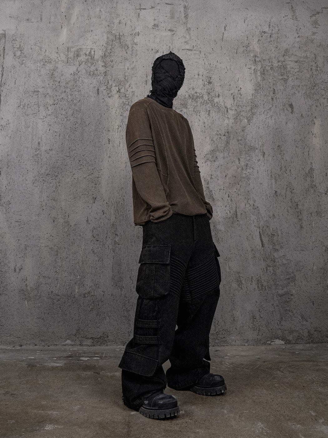 UNDERWATER Distressed Deconstructed Light Sweatshirt Brown, premium urban and streetwear designers apparel on PROJECTISR.com, UNDERWATER
