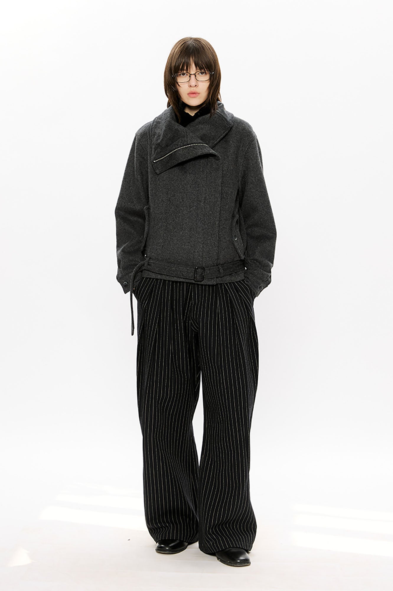 KREATE Asymmetrical Funnel-Neck Wool-Blend Jacket, premium urban and streetwear designers apparel on PROJECTISR.com, KREATE