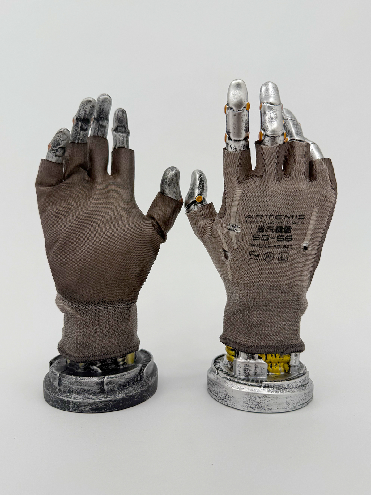 STEAM Distressed Paint-Coated Faux Leather Fingerless Riding Gloves