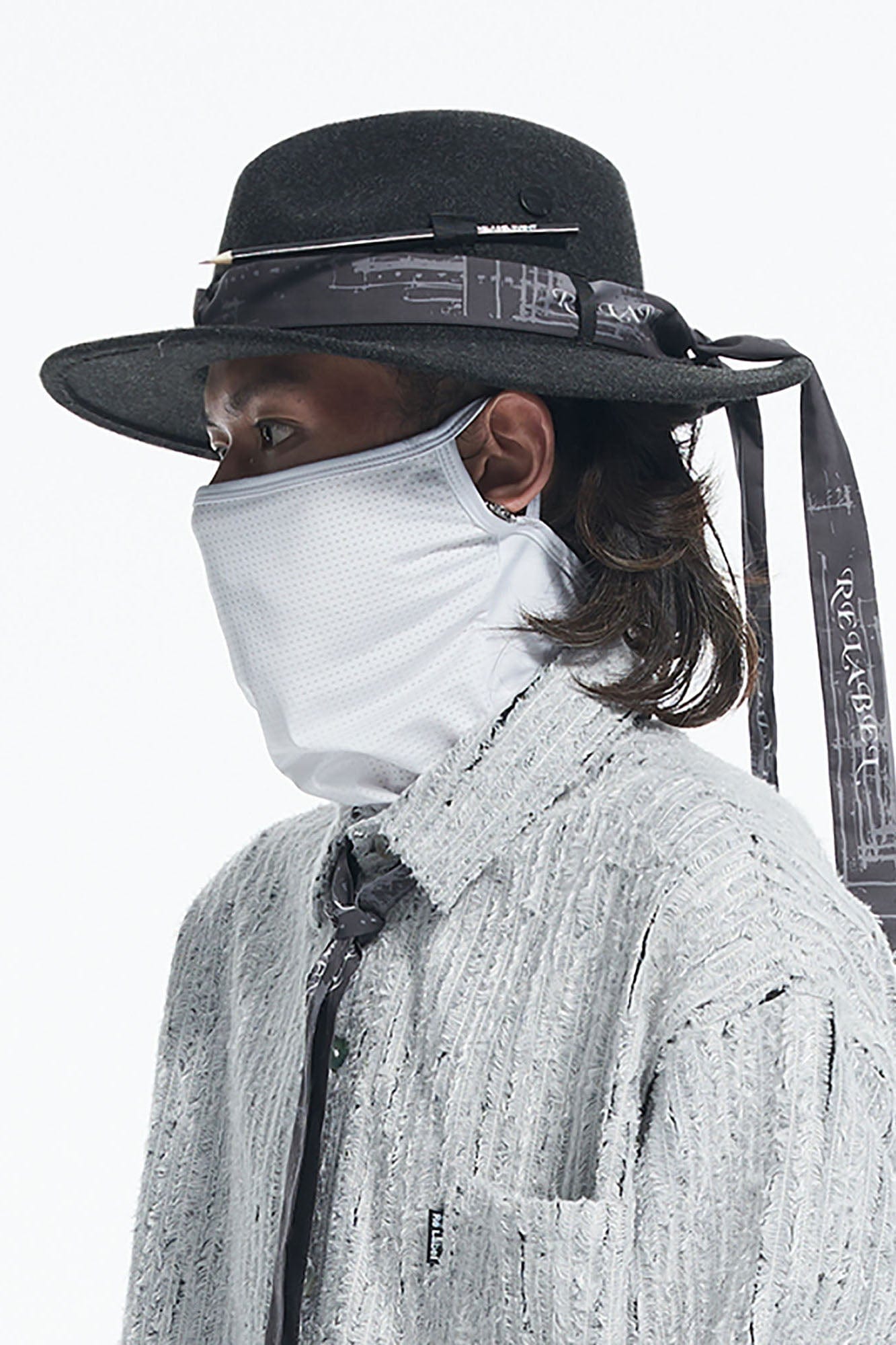 RELABEL Wool Felt Detachable Silk-Scarf Fedora Hat, premium urban and streetwear designers apparel on PROJECTISR.com, RELABEL