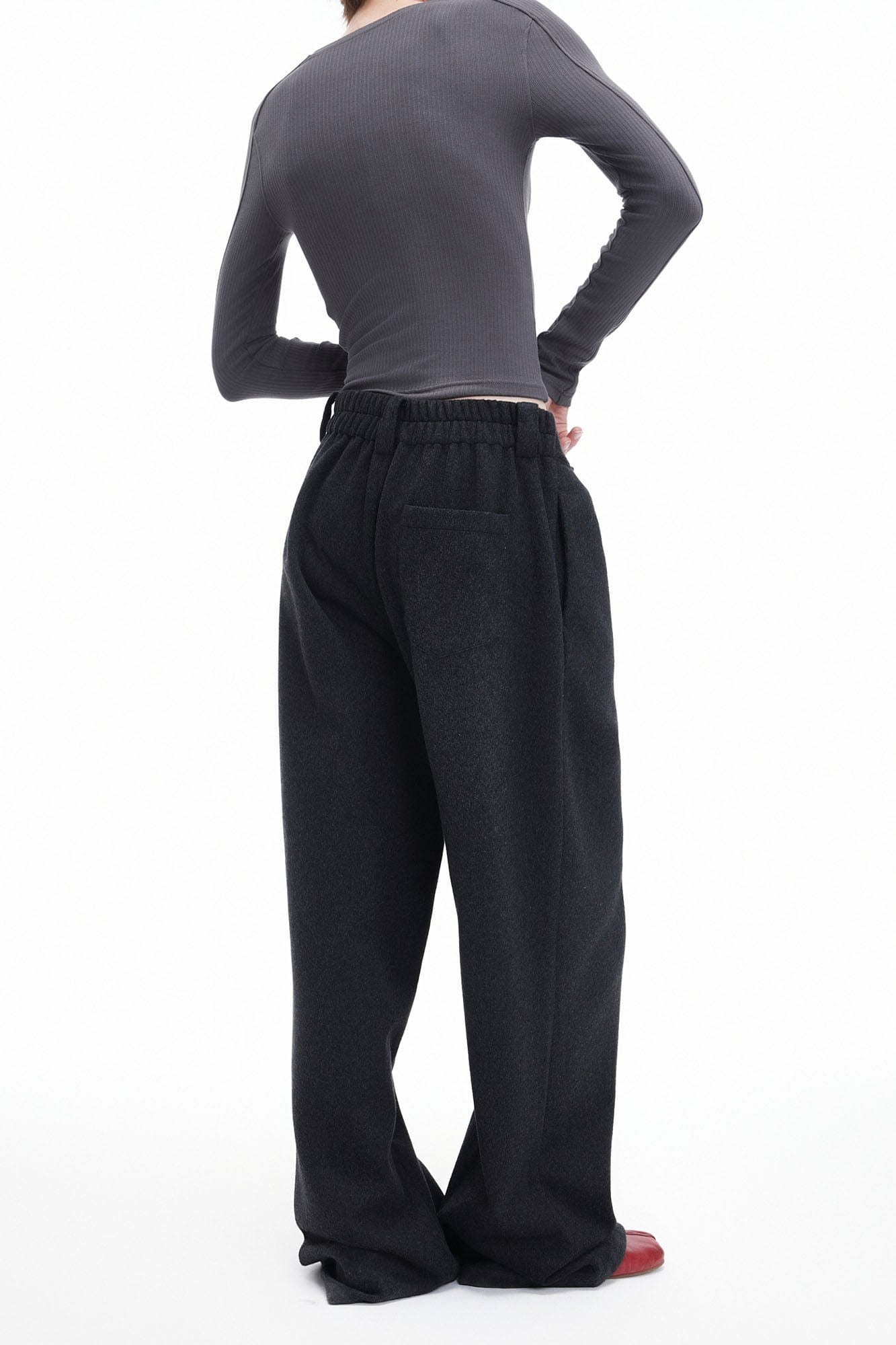 ARTIFICIAL WORLD Asymmetrical Overlay Wool Wide-Leg Pants, premium urban and streetwear designers apparel on PROJECTISR.com, ARTIFICIAL WORLD