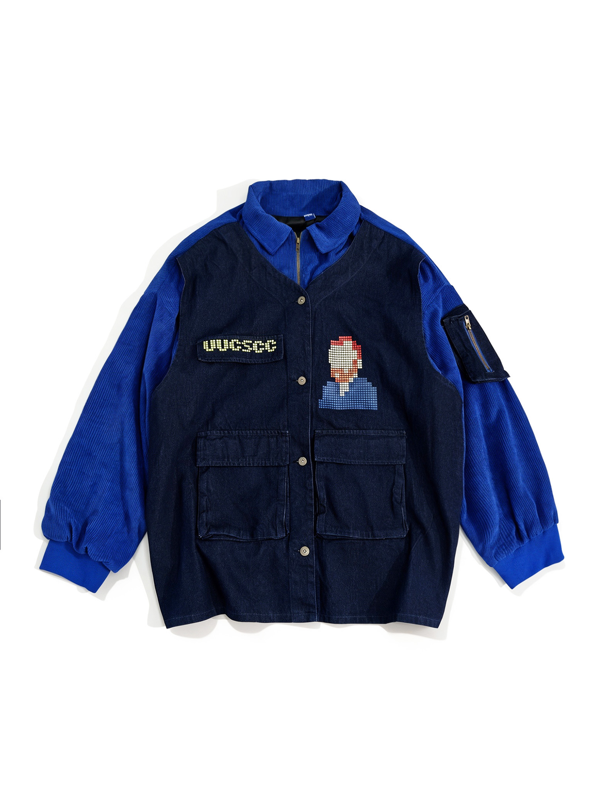 UUCSCC Retro Corduroy Faux Two-Piece Multi-Pocket Jacket, premium urban and streetwear designers apparel on PROJECTISR.com, UUCSCC