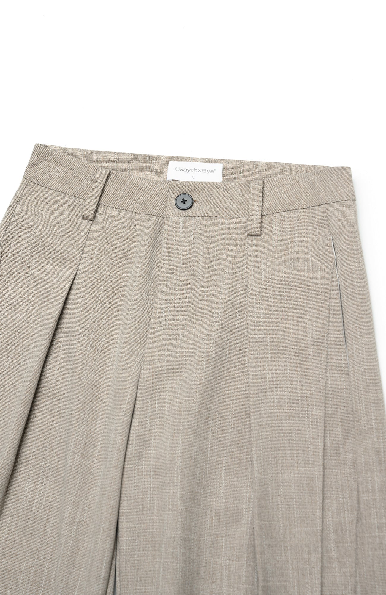 OKAYTHXBYE Essential Pleated Wide-Leg Trousers, premium urban and streetwear designers apparel on PROJECTISR.com, OKAYTHXBYE