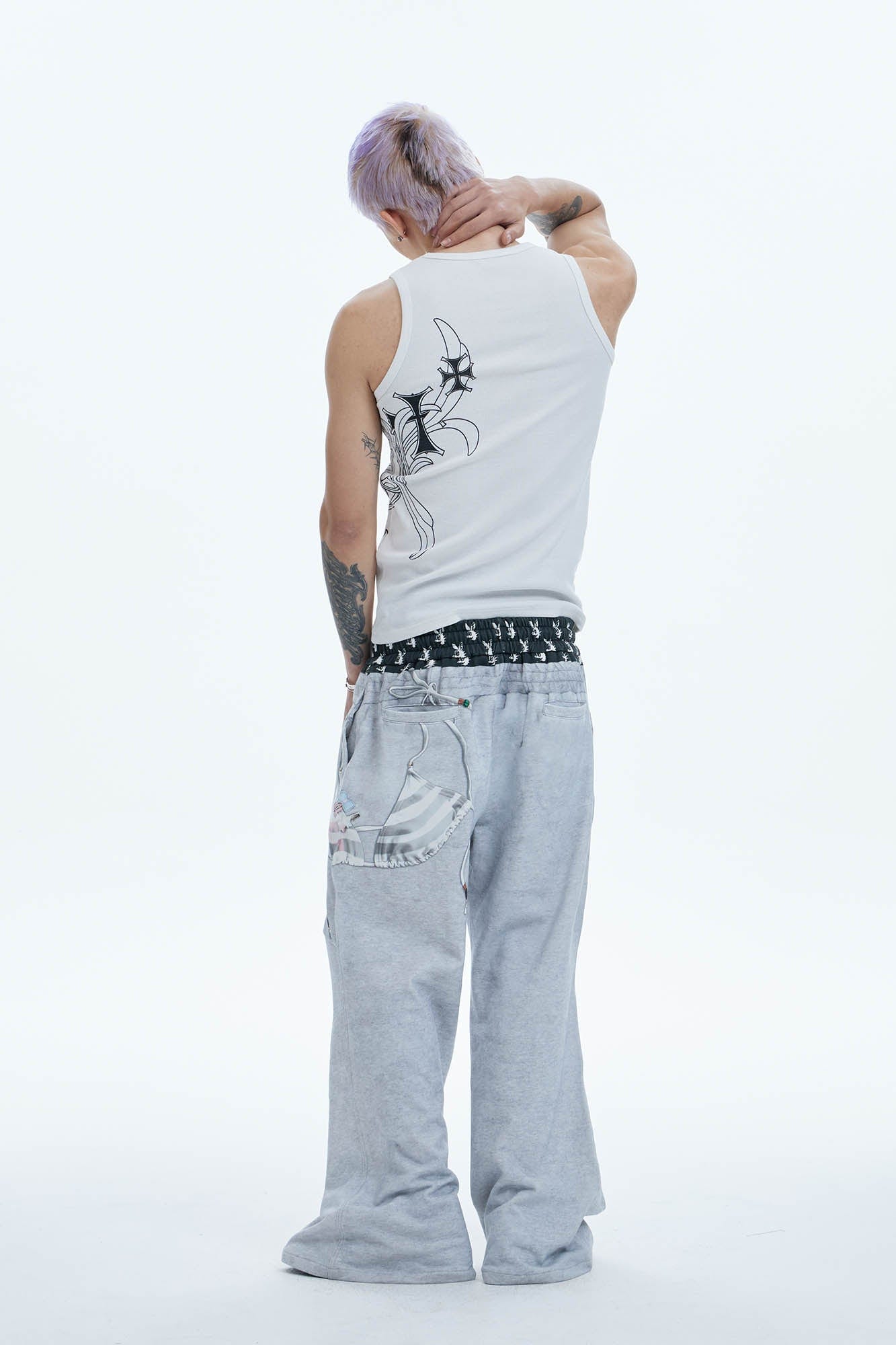 DND4DES Doll Charm Graphic Double-Waist Sweatpants, premium urban and streetwear designers apparel on PROJECTISR.com, DND4DES