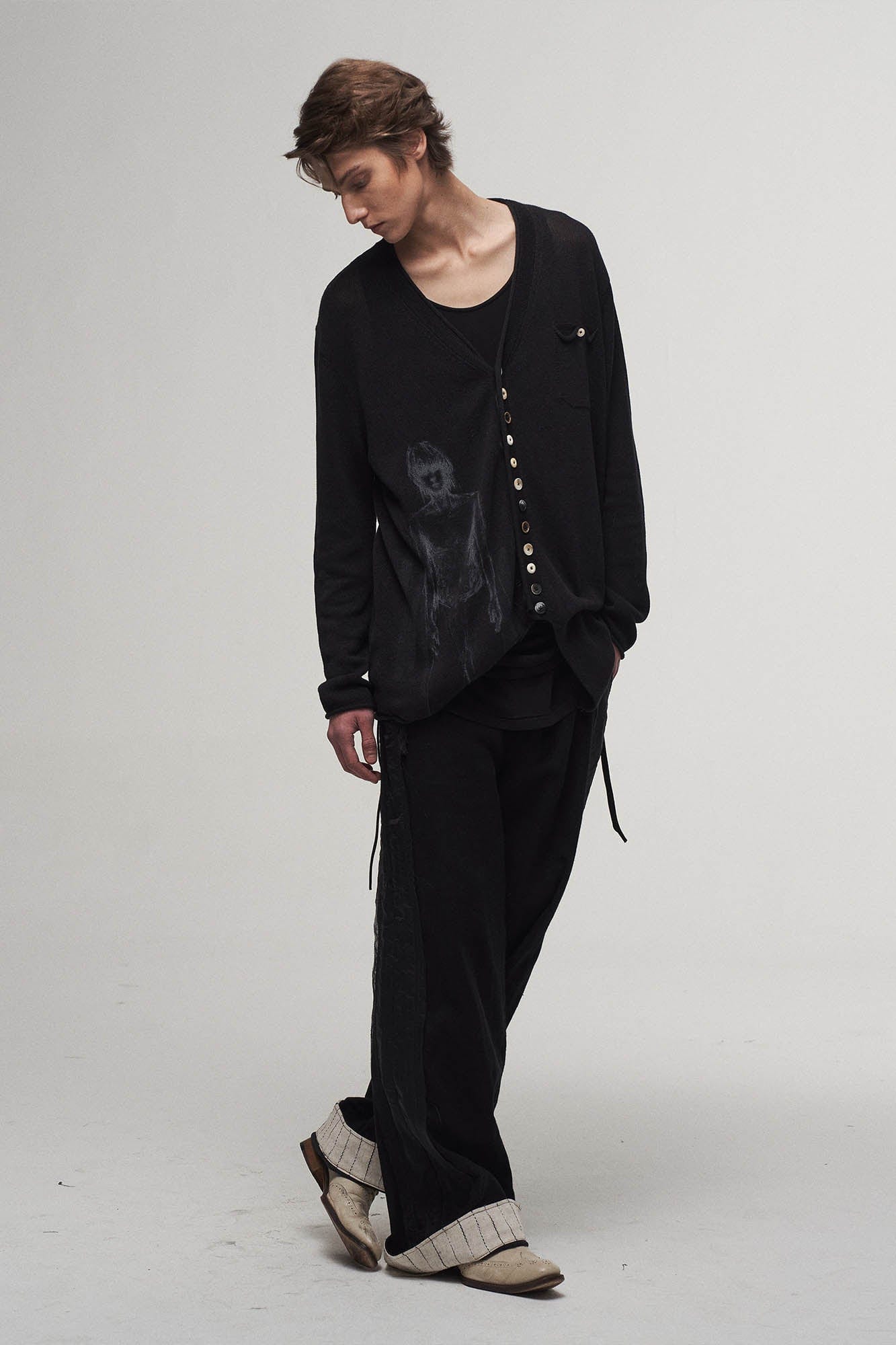 ILNya Nieternite Nifutur Ghostly Graphic Sheer Oversized Cardigan, premium urban and streetwear designers apparel on PROJECTISR.com, ILNya Nieternite Nifutur