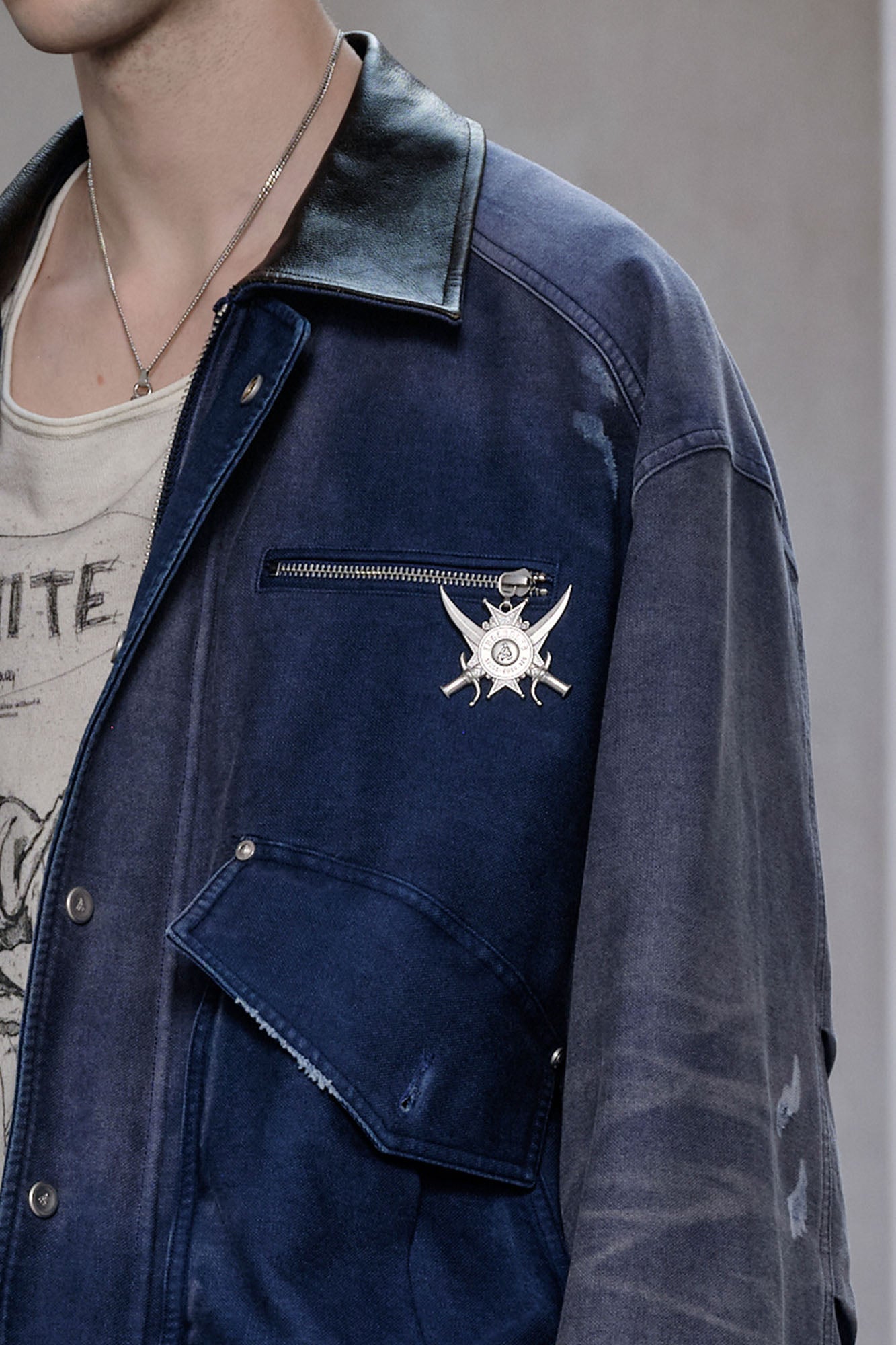 FACEONLAB Washed Gradient Utility Jacket Blue, premium urban and streetwear designers apparel on PROJECTISR.com, FACEONLAB