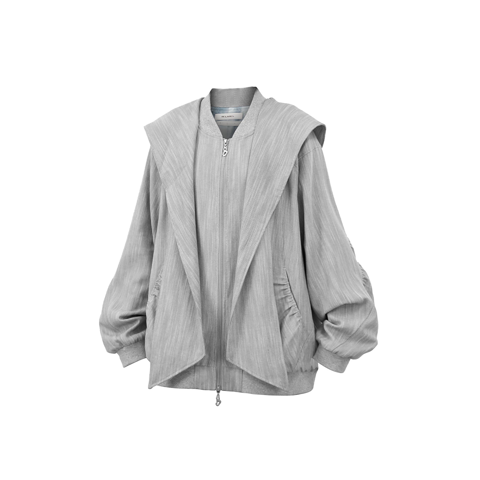 RELABEL Detachable Hood Crinkled Oversized Jacket Gray