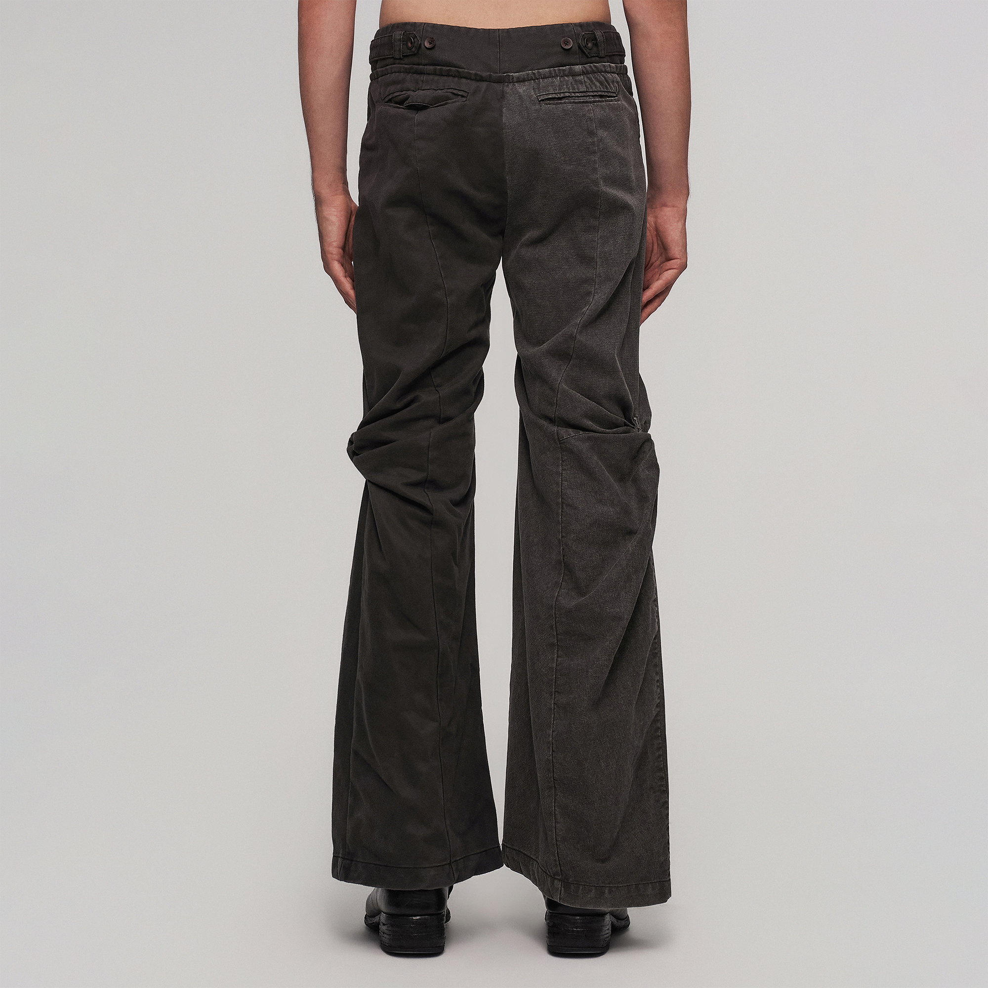 ILNya Nieternite Nifutur Contrast-Spliced Twist-Knee Flared Trousers, premium urban and streetwear designers apparel on PROJECTISR.com, ILNya Nieternite Nifutur