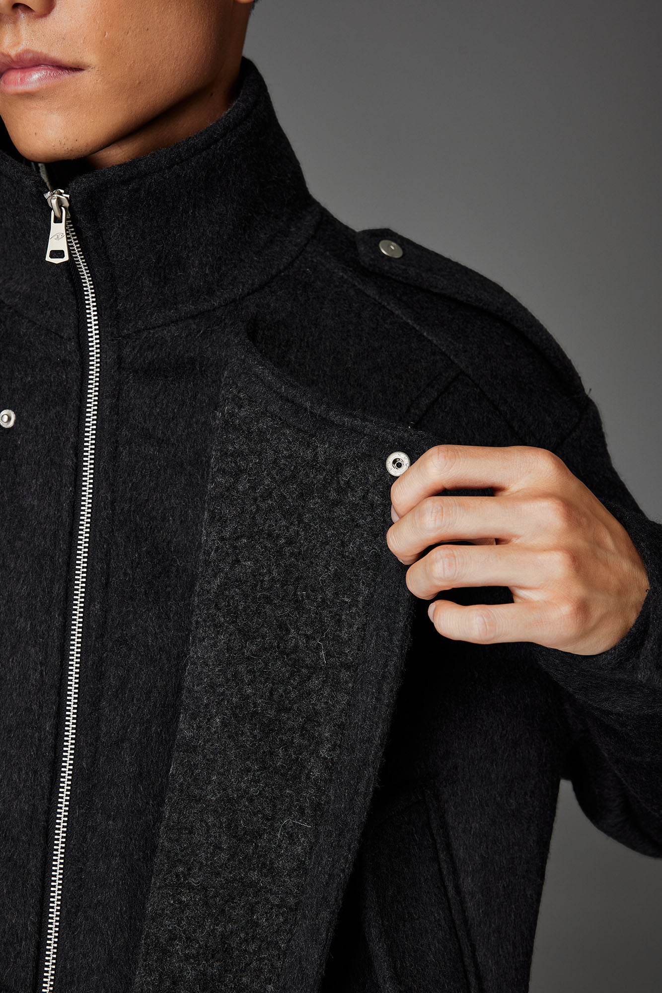 CATSSTAC Asymmetric Placket Flap Pockets Jacket