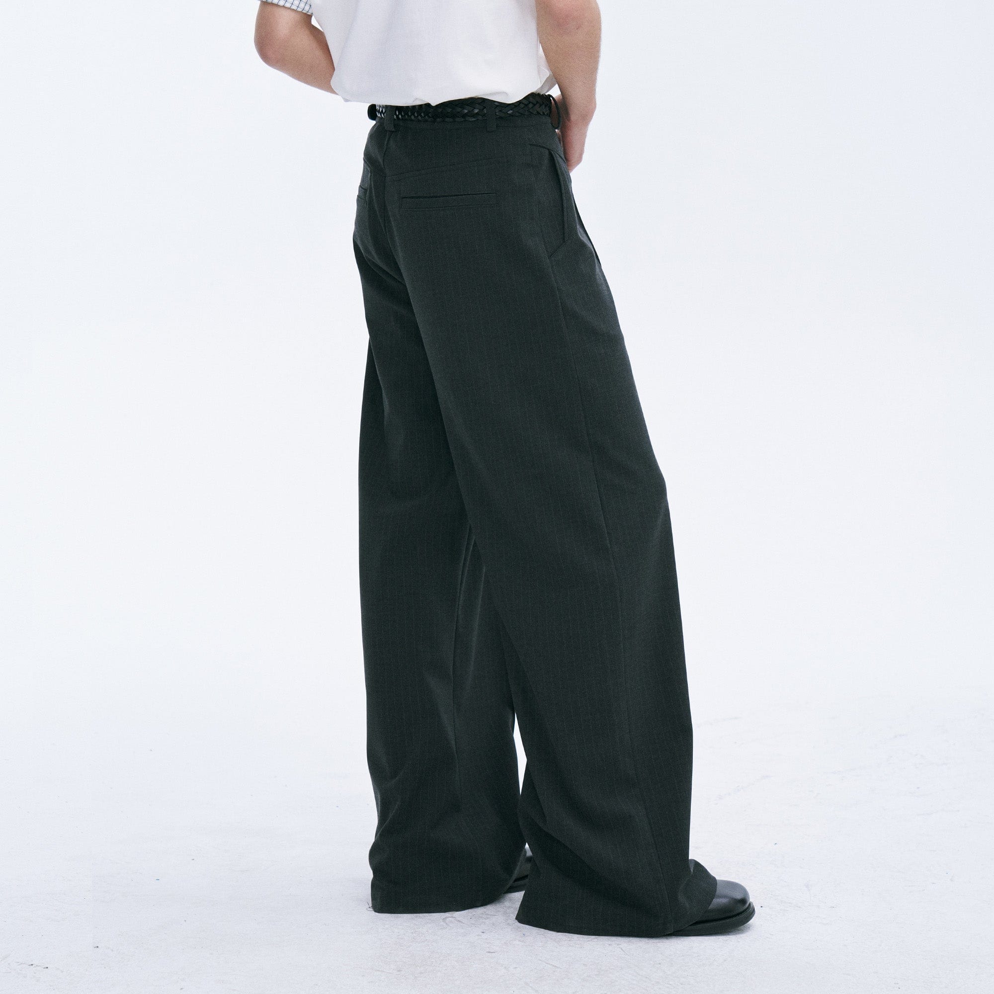 CATSSTAC Classic Pinstripe Wide-Leg Pants, premium urban and streetwear designers apparel on PROJECTISR.com, CATSSTAC
