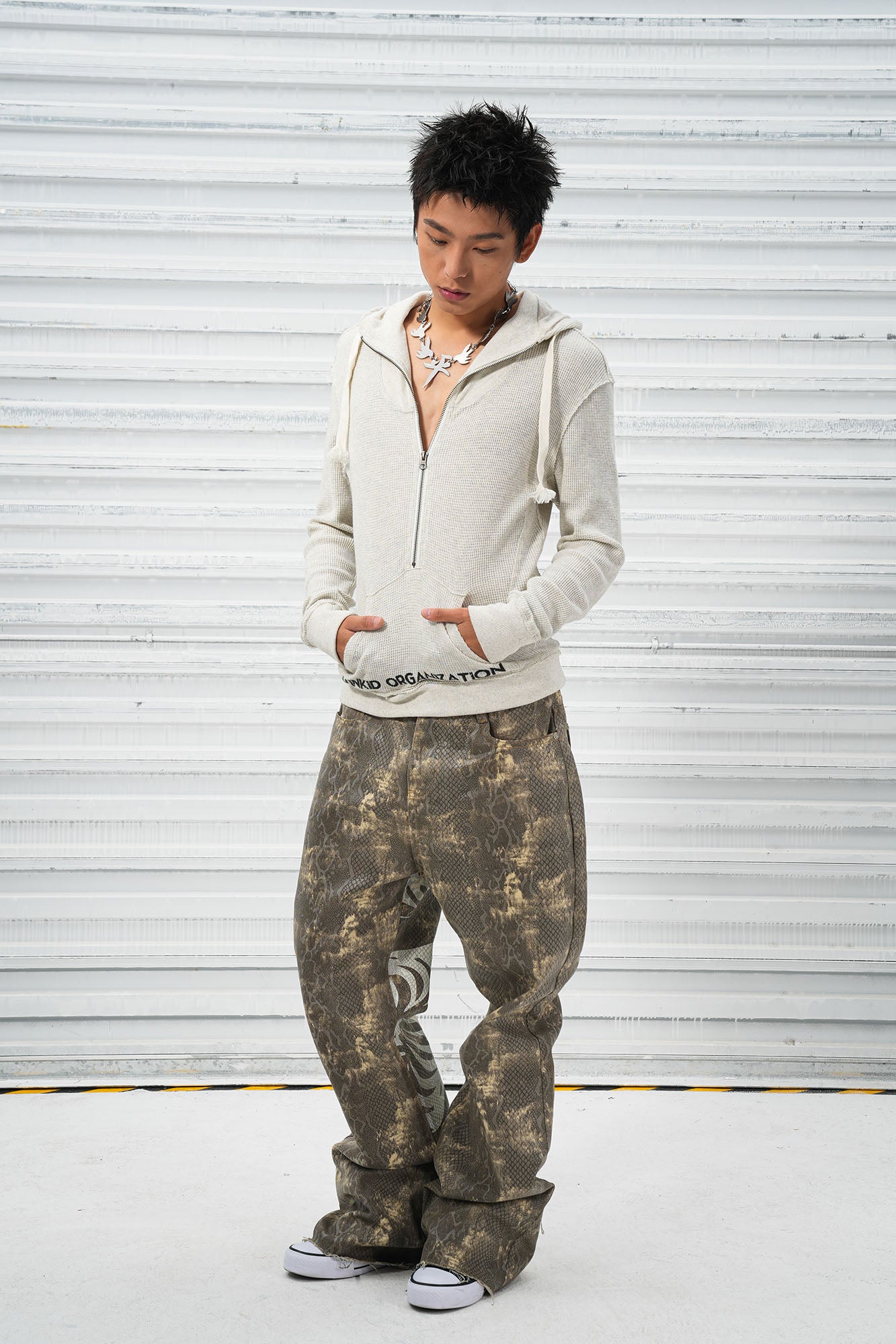 VINKID Pigeon Circle Waffle Half-Zip Hoodie, premium urban and streetwear designers apparel on PROJECTISR.com, VINKID