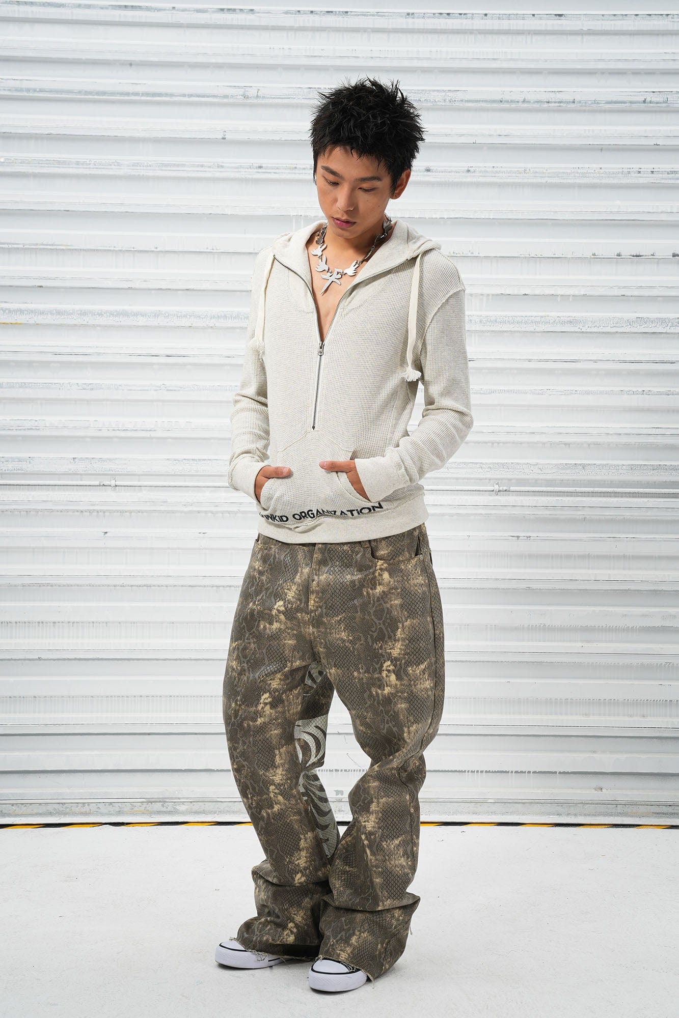 VINKID Pigeon Circle Waffle Half-Zip Hoodie, premium urban and streetwear designers apparel on PROJECTISR.com, VINKID