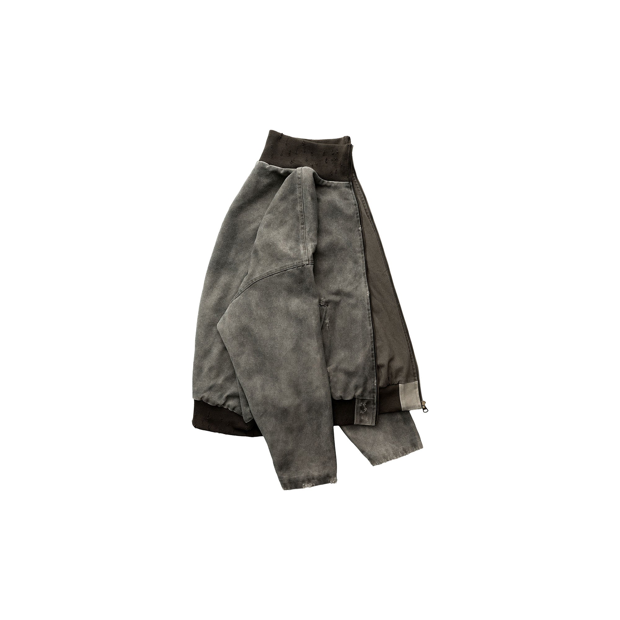 LUUUCAM Dirty-Fit Distressed Canvas Bomber Jacket