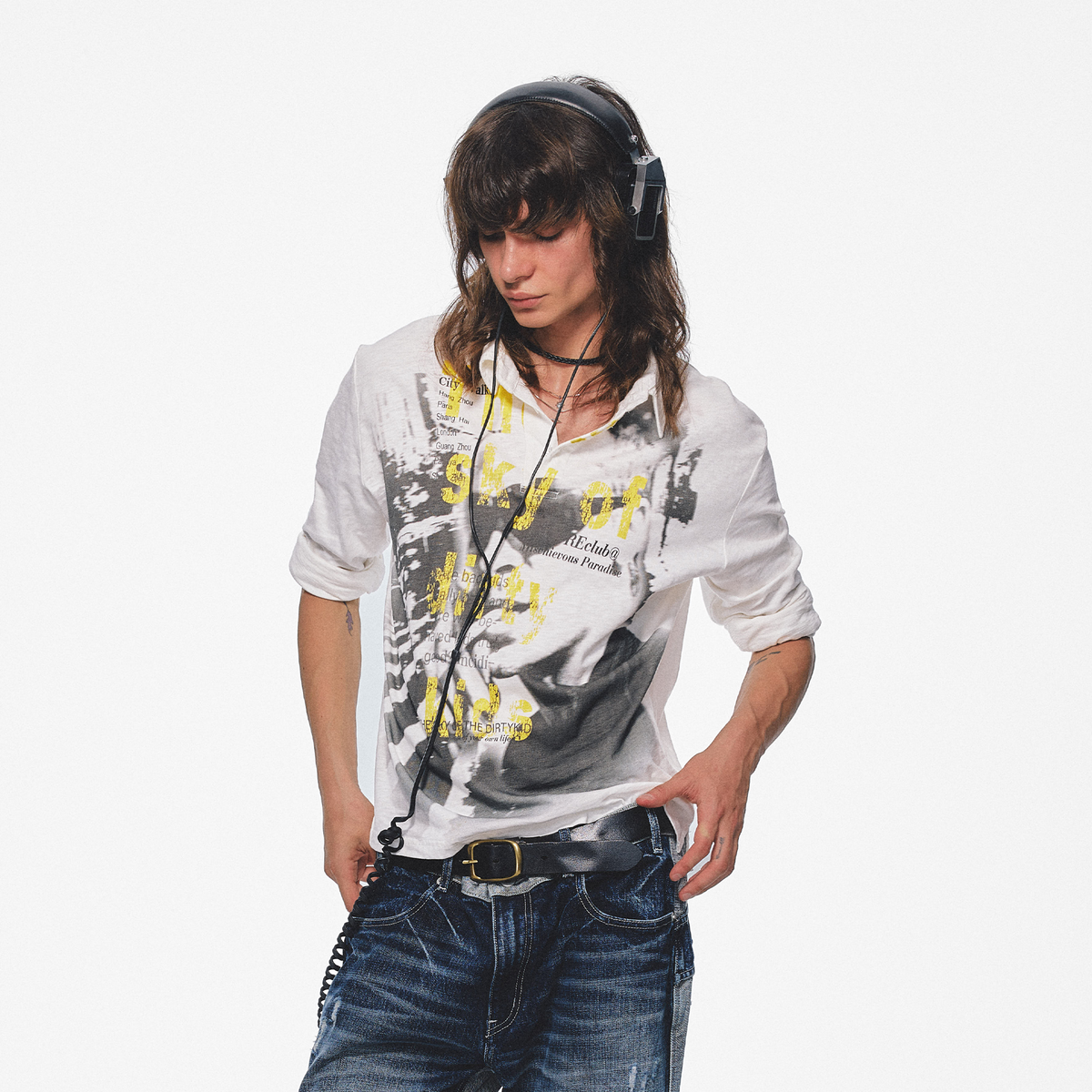 TRECLUB Graphic Portrait Long-Sleeve Polo