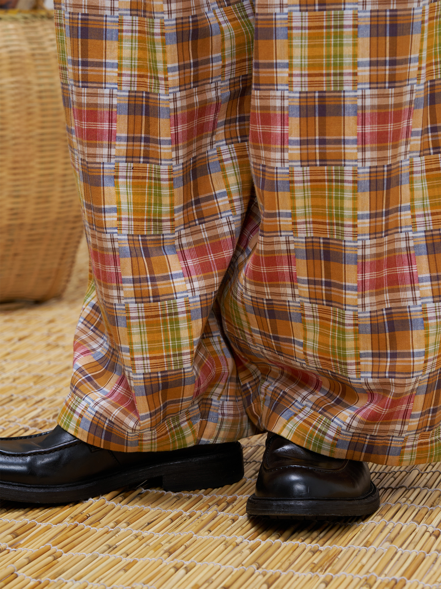 UNLIMITED MOTE Patchwork Plaid Balloon Pants