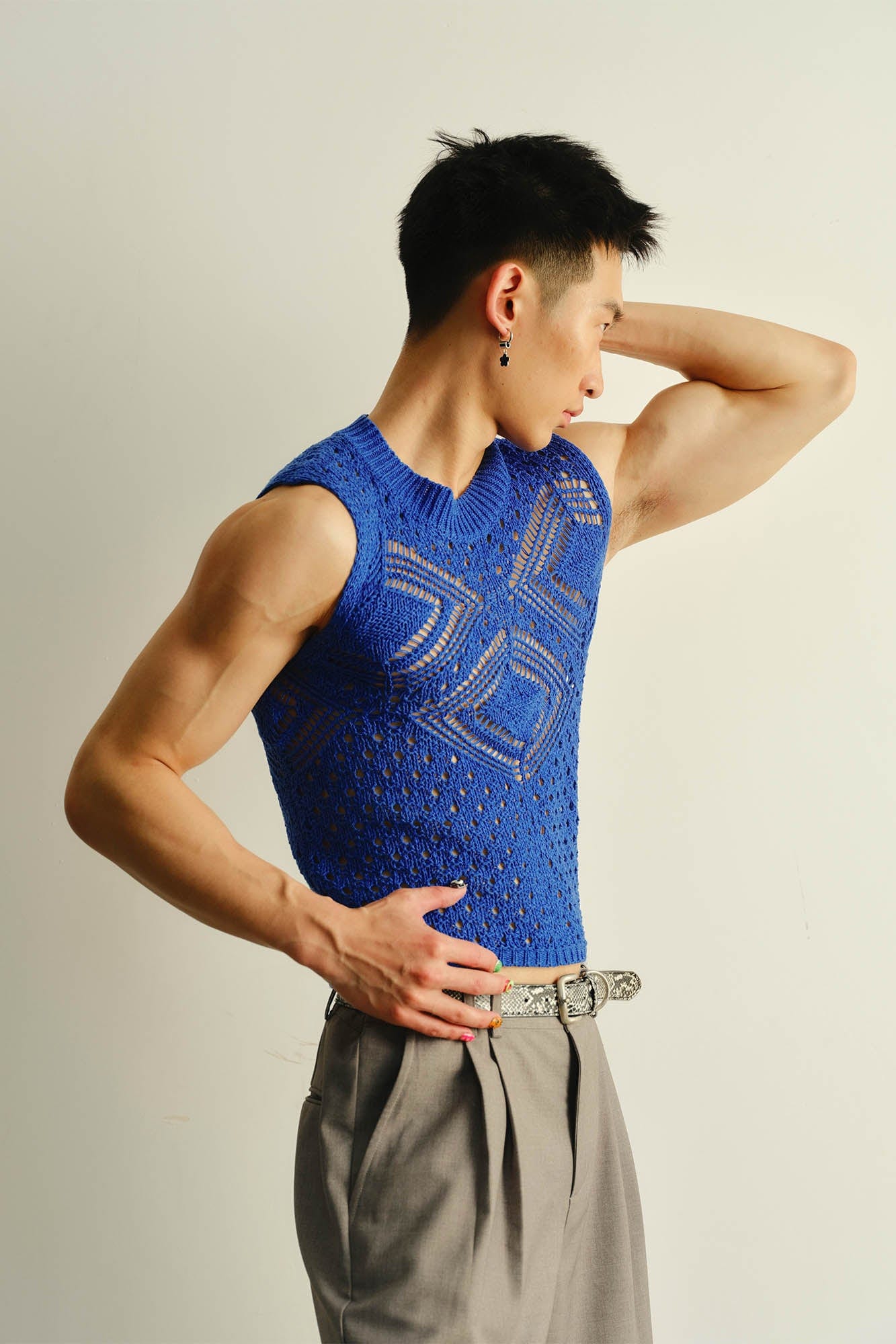 KADAKADA Geometric Crochet Vest, premium urban and streetwear designers apparel on PROJECTISR.com, KADAKADA