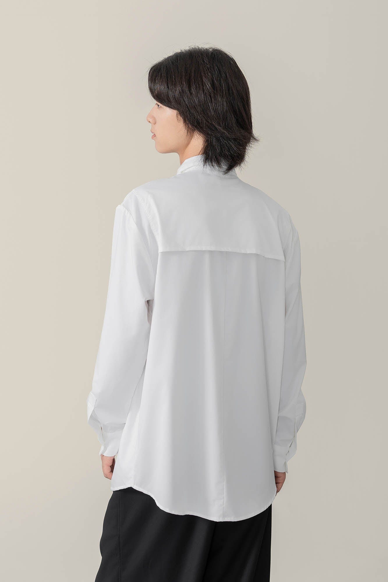MOITIEDEPETALE Asymmetrical Panel Bamboo Fiber Shirt