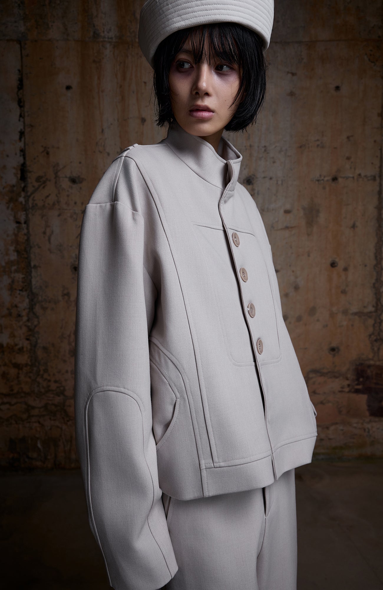 2000RSK Spliced Lace-Up Mock-Neck Jacket