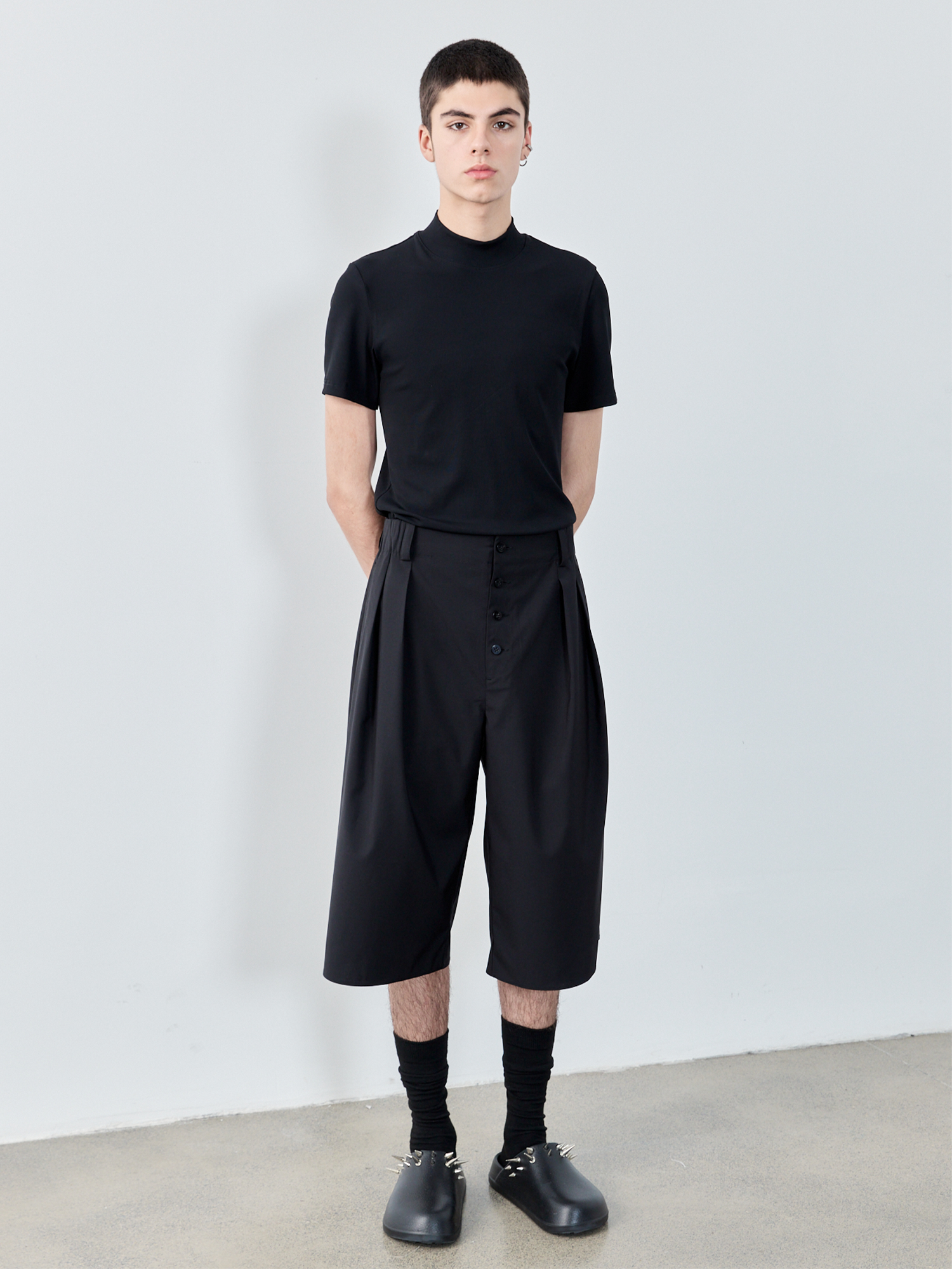 GRAINMUSTARD High-Waist Pleated Wool-Blend Cropped Trousers