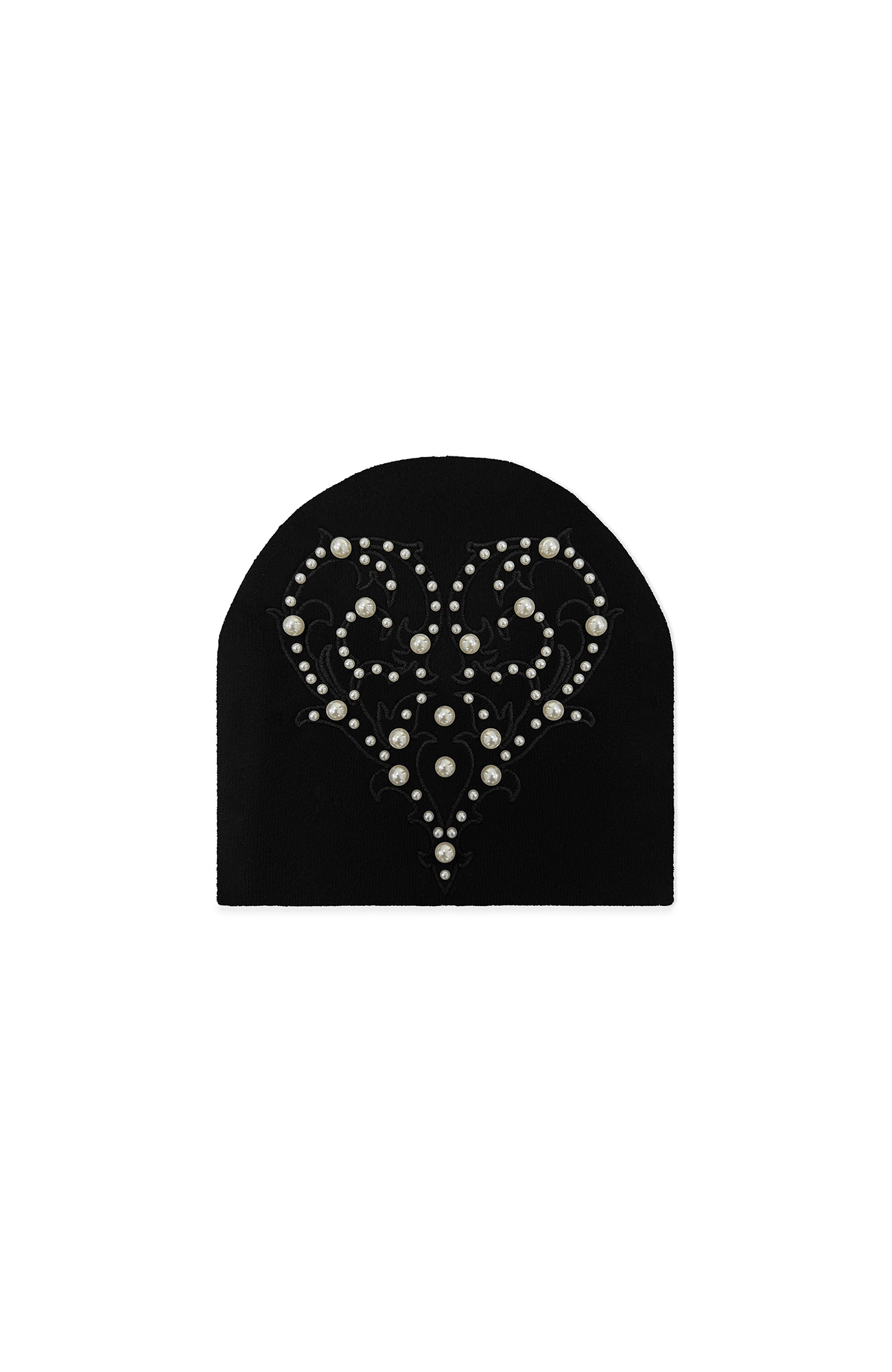 TECNINEGROUP Pearl Heart Embroidered Knit Beanie