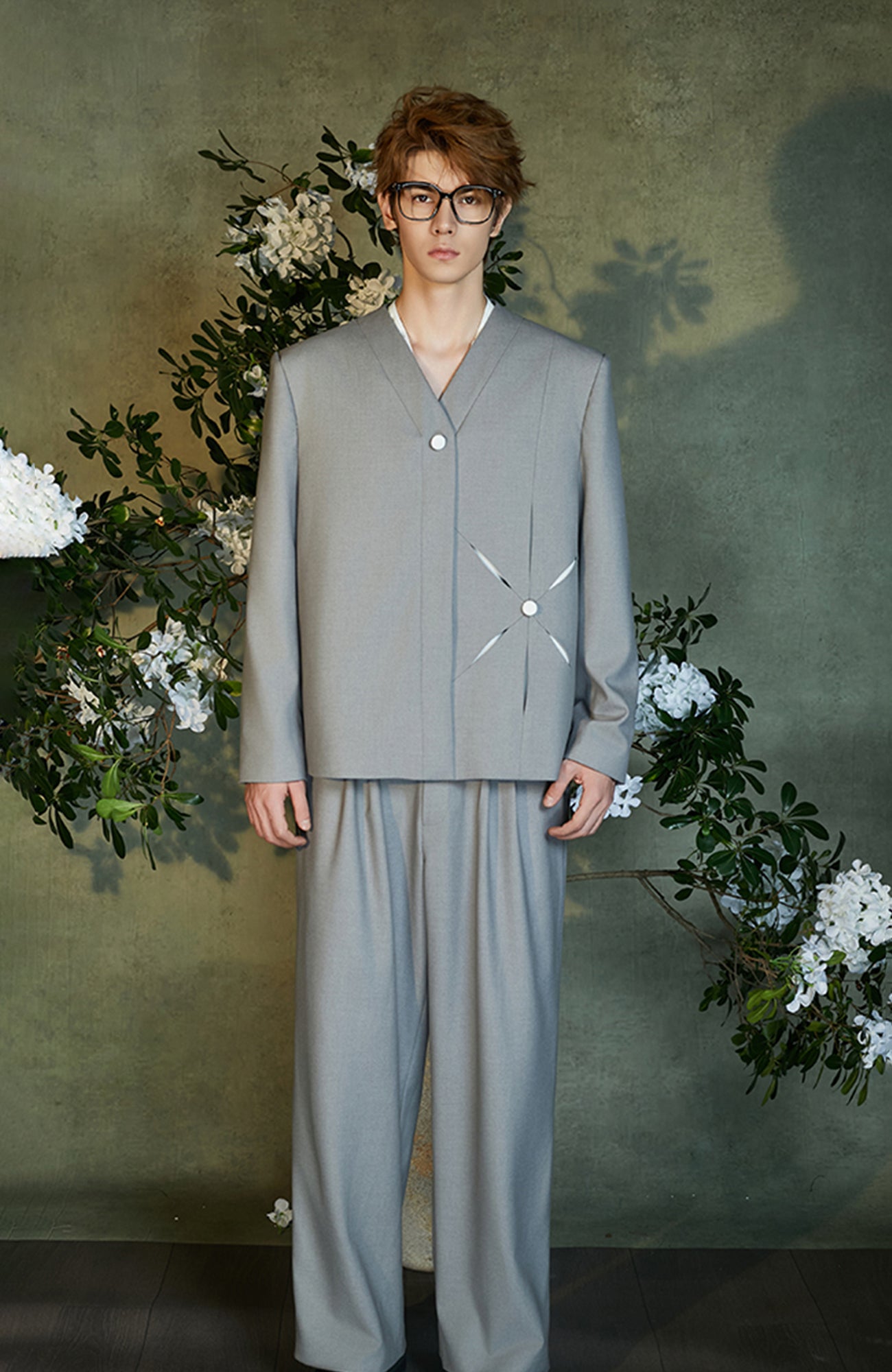 JIECHI Wide-Leg Pleated Suit Pants