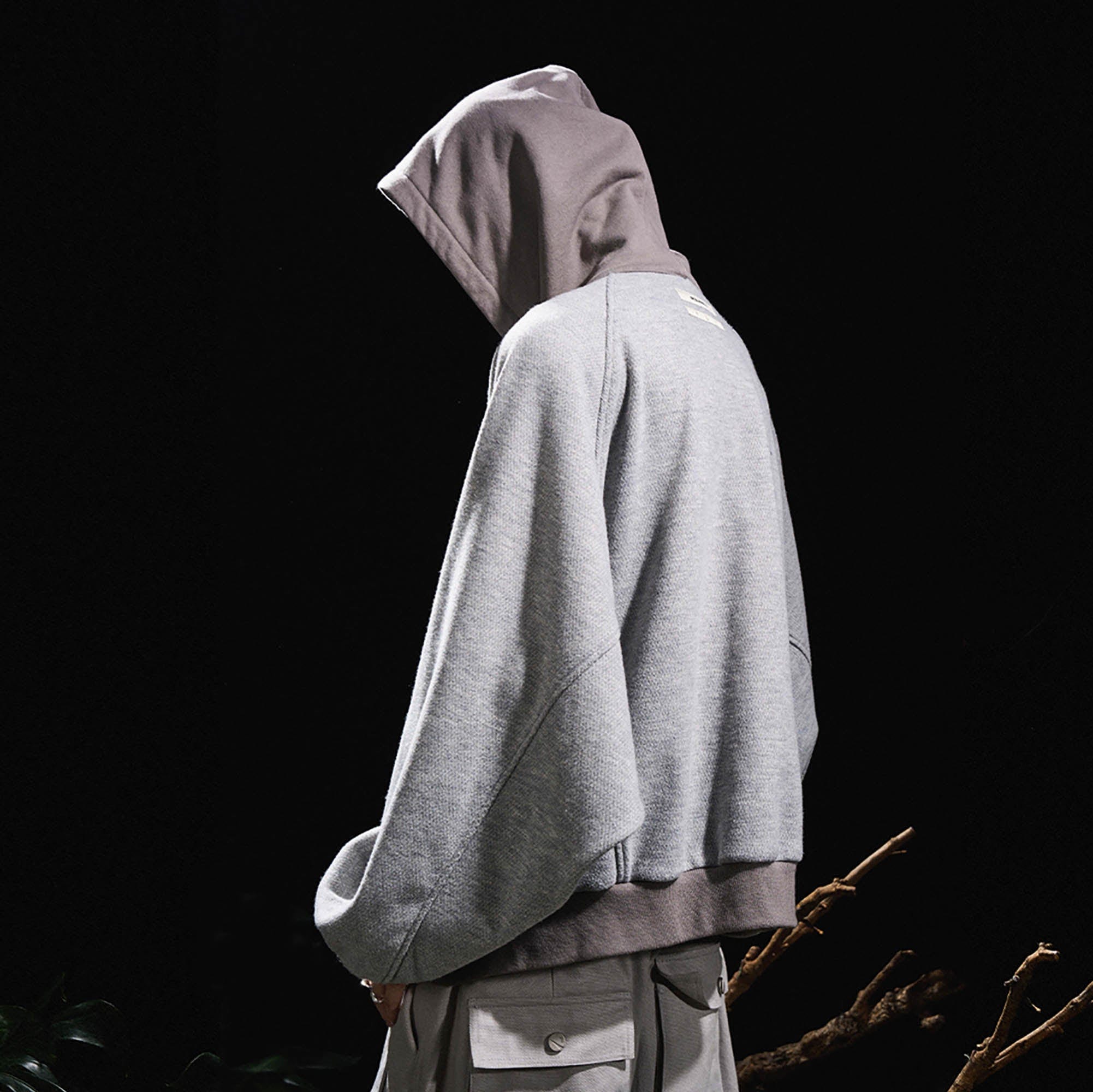RELABEL Spliced Batwing Oversized Zip-Up Hoodie, premium urban and streetwear designers apparel on PROJECTISR.com, RELABEL