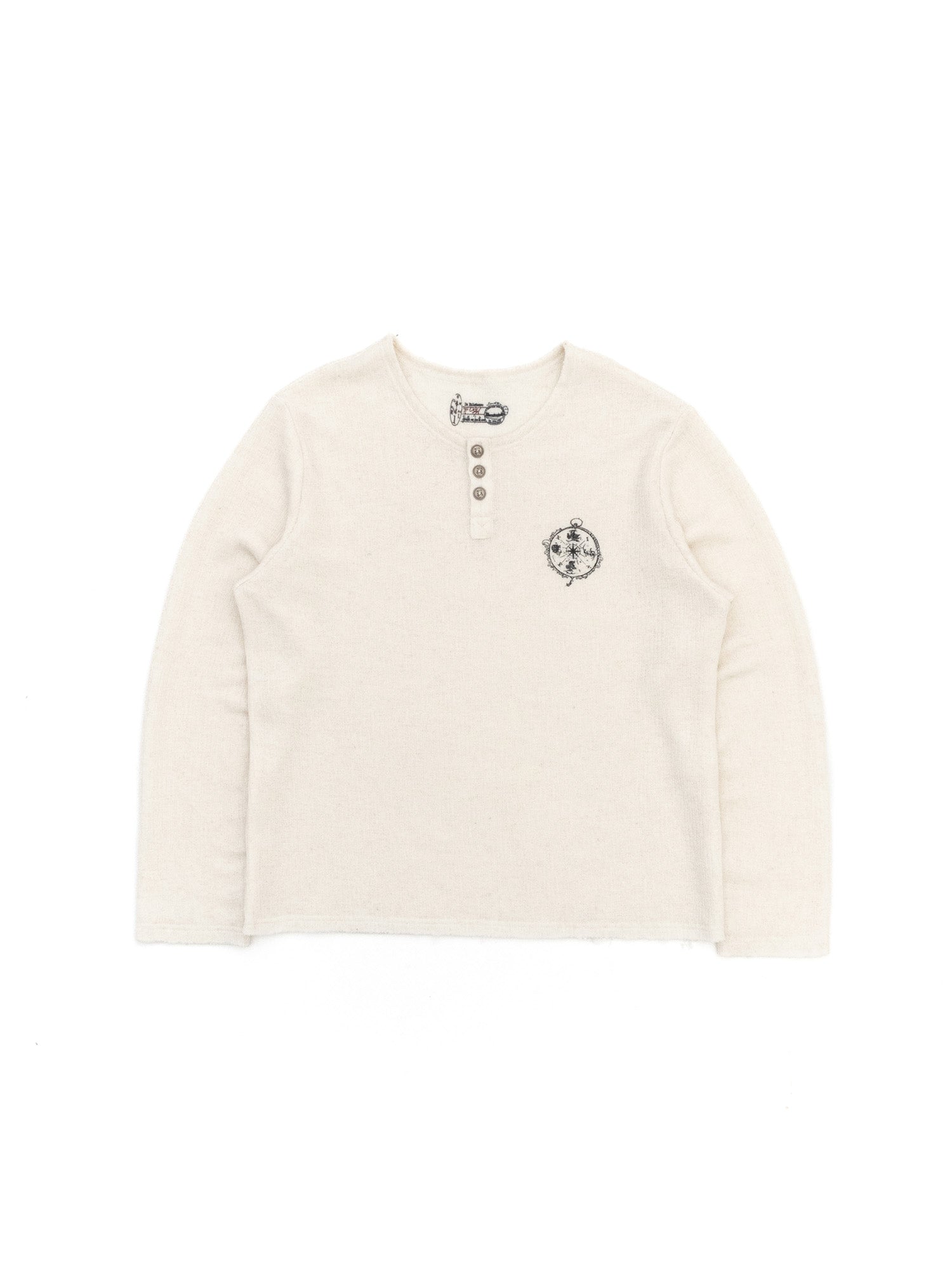 IN EXISTENCE Raw Hem Henley Long-Sleeve Tee