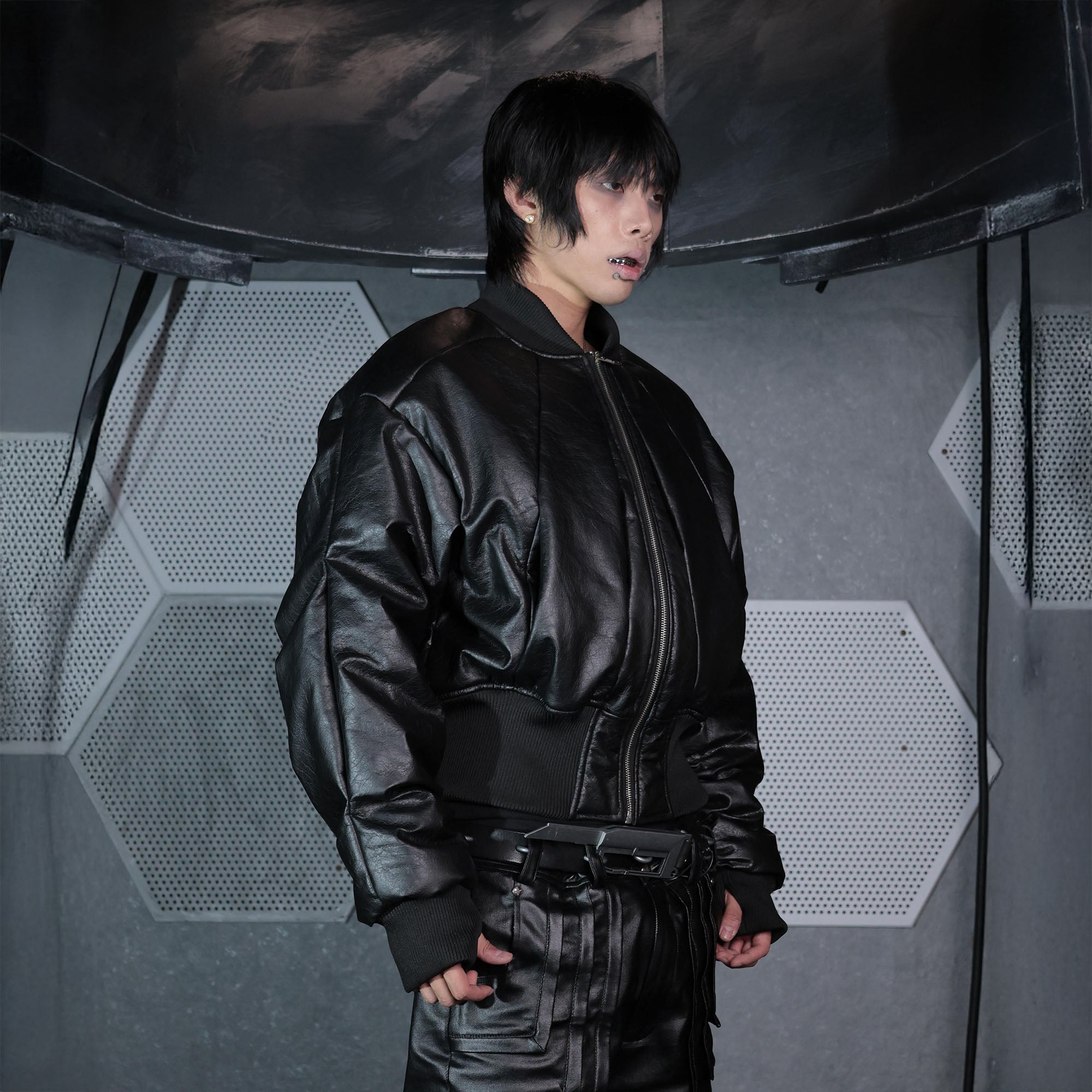 SSIN7 Panel Cinched Bomber Jacket