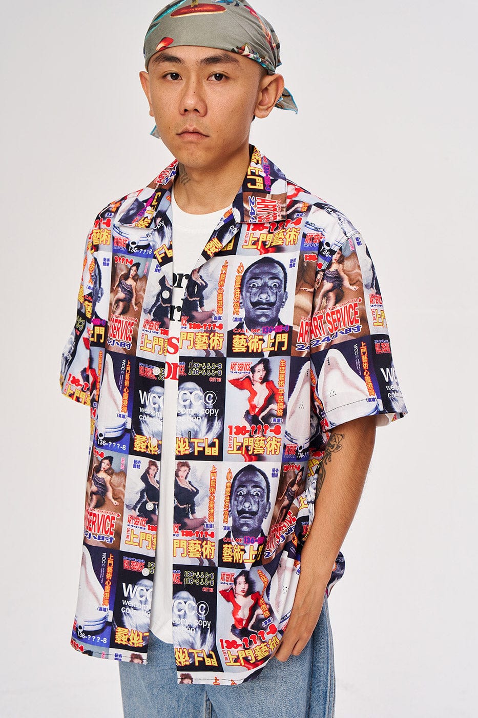 WCC Door-to-Door Art Service Full Print Cuban Half Shirt, premium urban and streetwear designers apparel on PROJECTISR.com, WCC