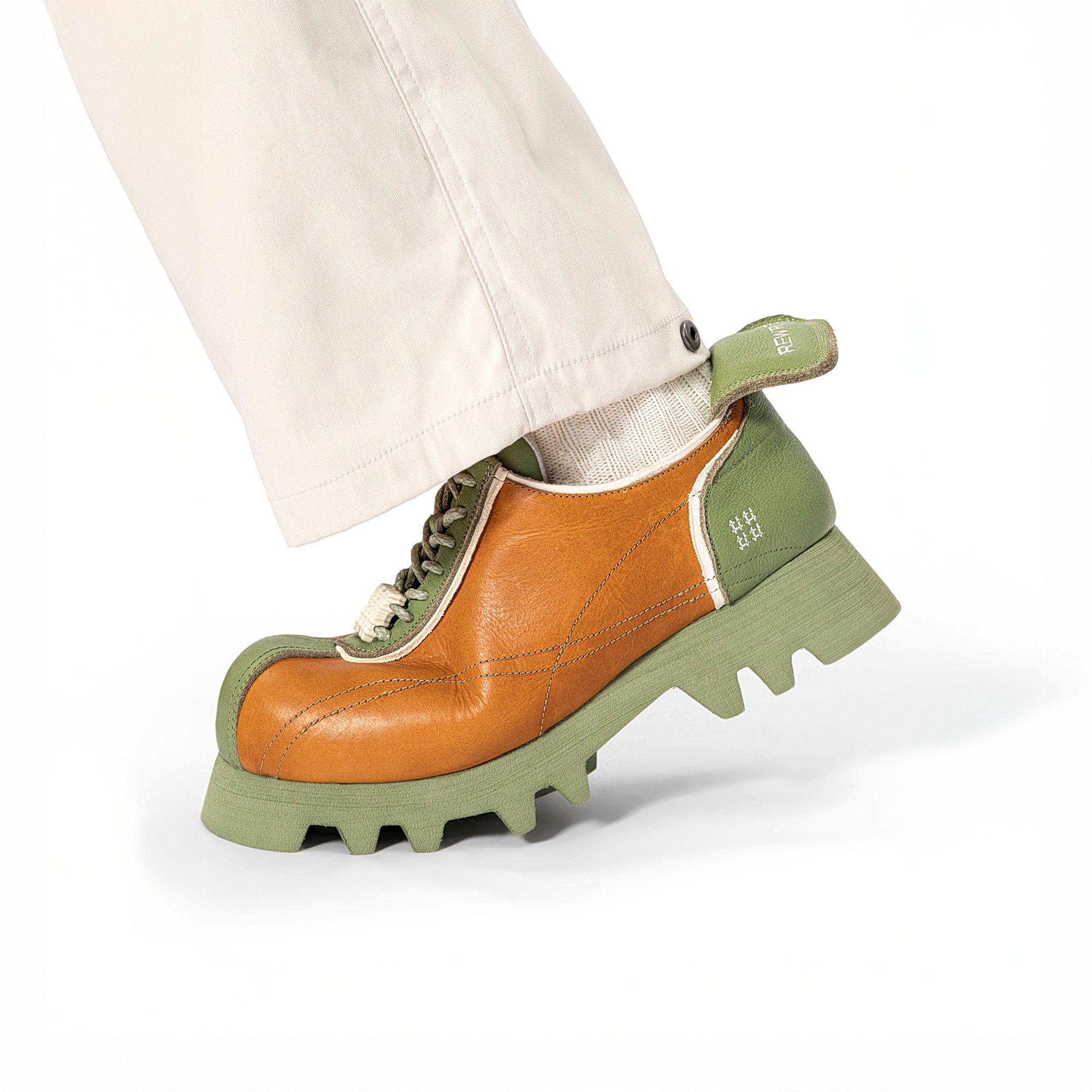 REWRITE Contrast Jagged Sole Leather Derby Shoes, premium urban and streetwear designers apparel on PROJECTISR.com, REWRITE