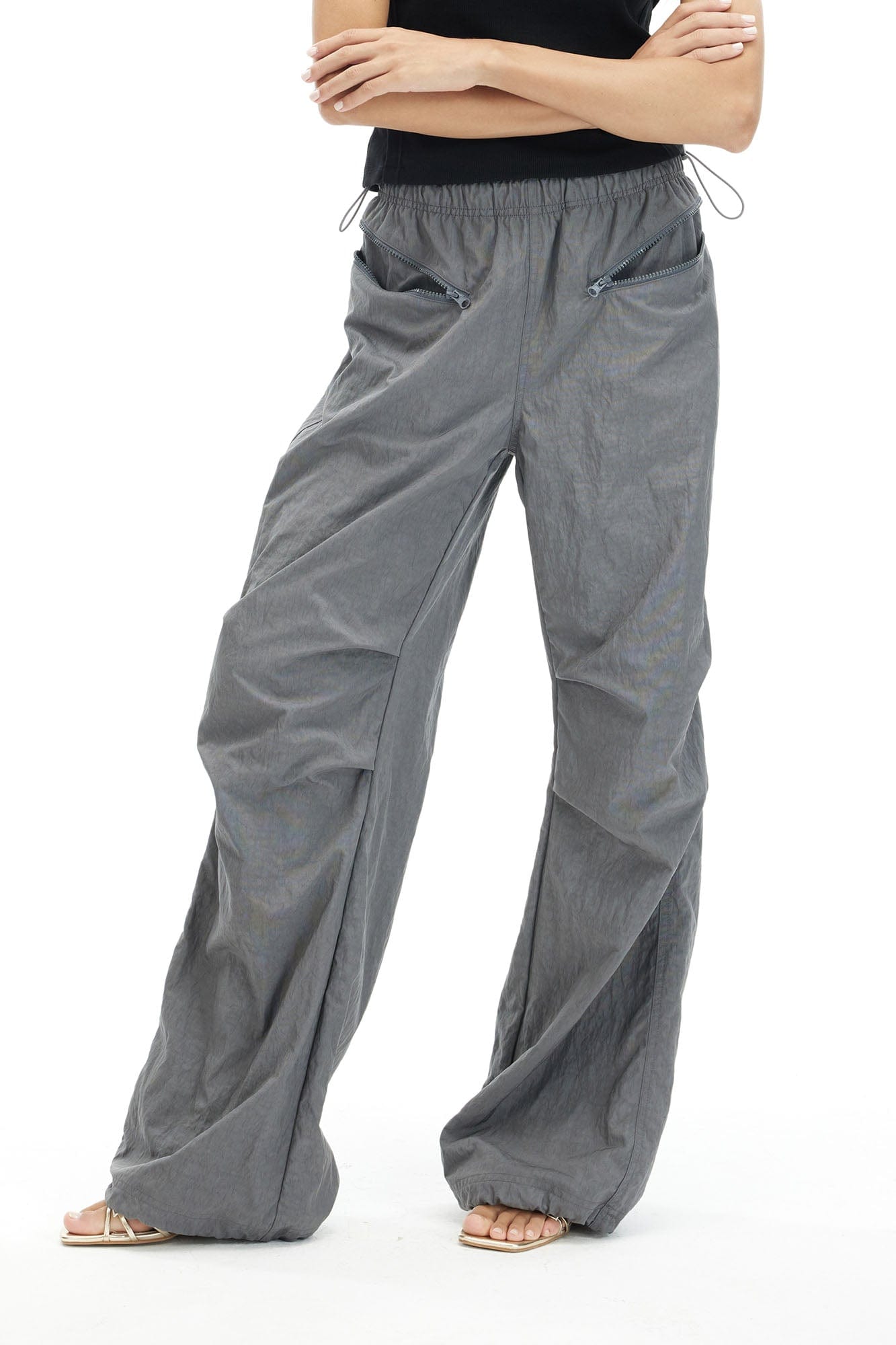 ARTIFICIAL WORLD Drawstring Zipper Pocket Parachute Pants, premium urban and streetwear designers apparel on PROJECTISR.com, ARTIFICIAL WORLD