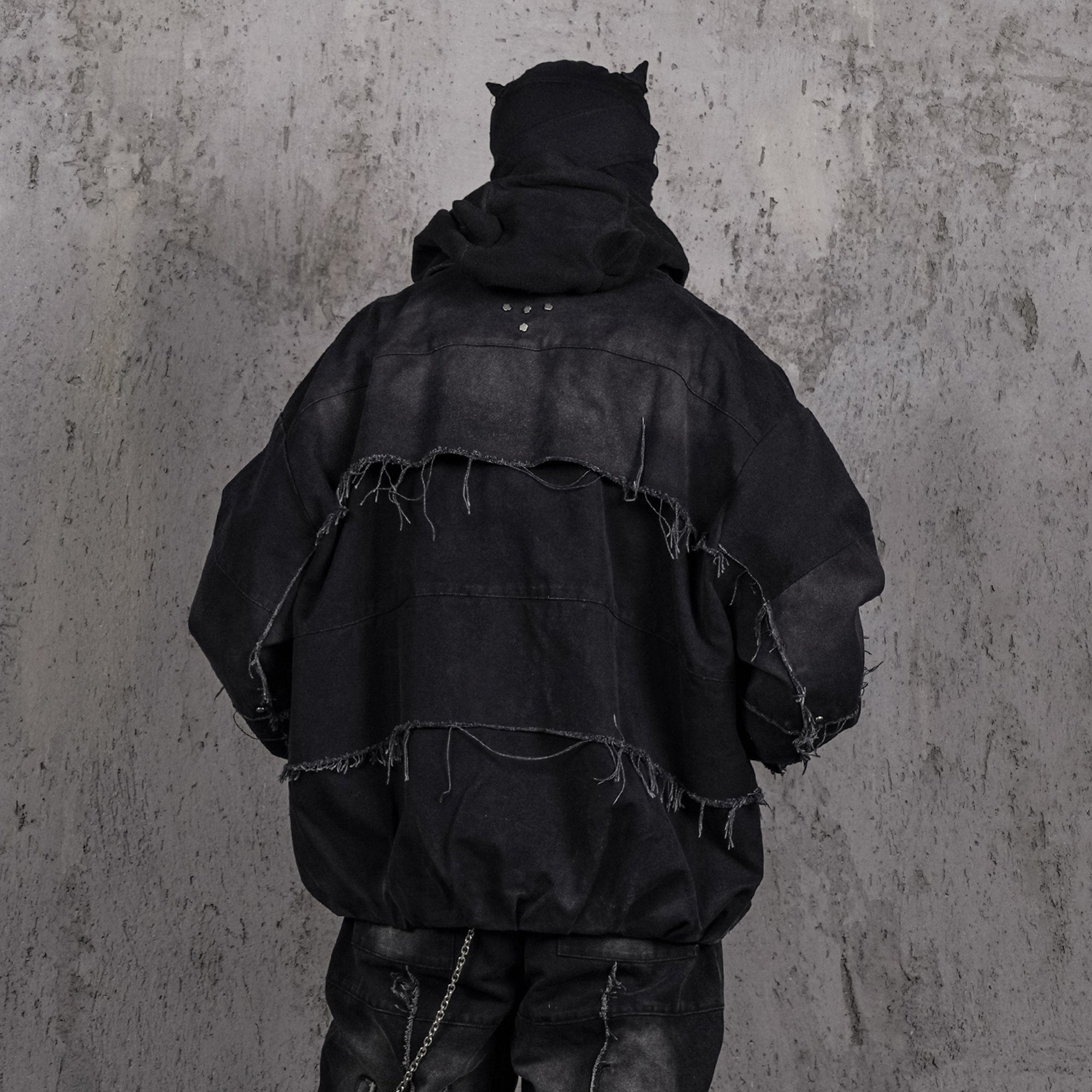 UNDERWATER Raw-Edge Spliced Rivet Jacket, premium urban and streetwear designers apparel on PROJECTISR.com, UNDERWATER