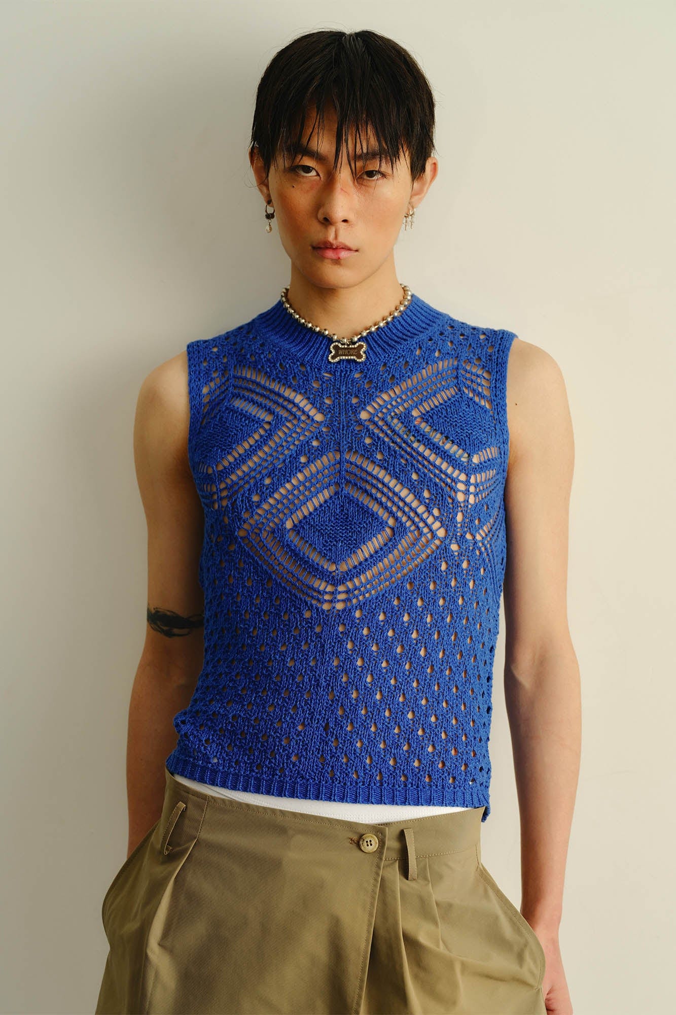 KADAKADA Geometric Crochet Vest, premium urban and streetwear designers apparel on PROJECTISR.com, KADAKADA