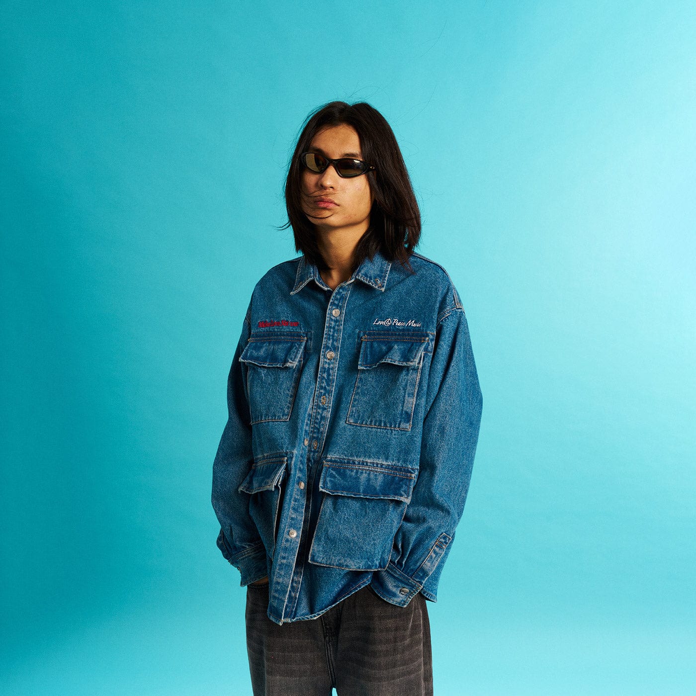 WCC Multi-Pockets Musical Skeletons Denim Jacket, premium urban and streetwear designers apparel on PROJECTISR.com, WCC