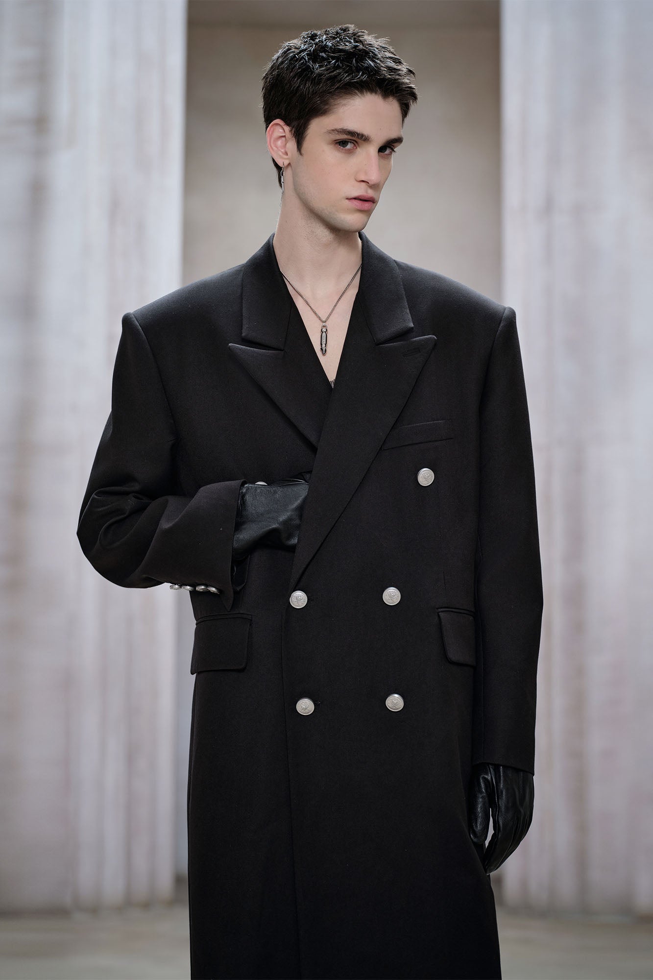 FACEONLAB Structured Double-Breasted Overcoat, premium urban and streetwear designers apparel on PROJECTISR.com, FACEONLAB