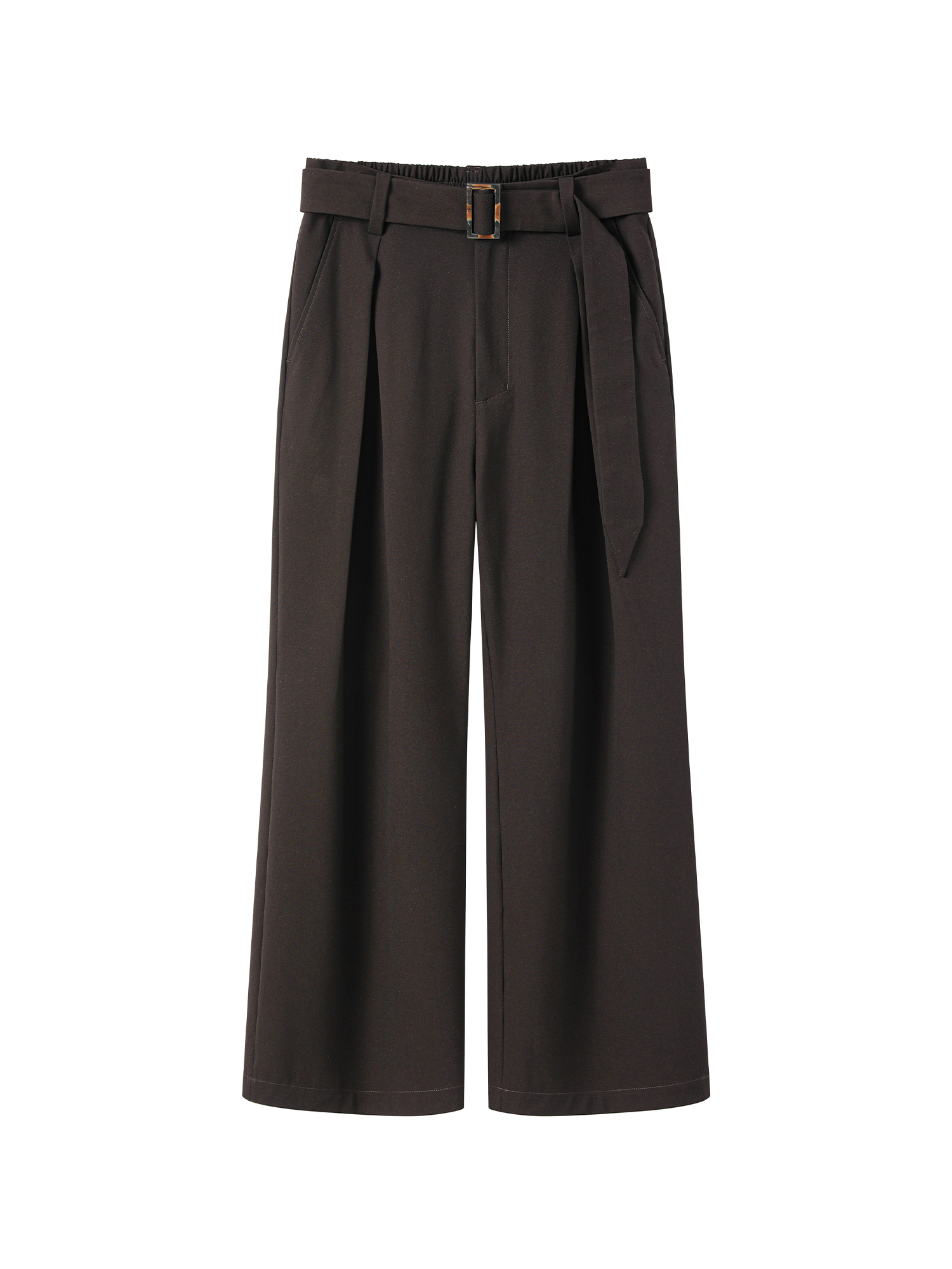 ALVNG AR ANTS Horn Buckle Belted Pleated Trousers