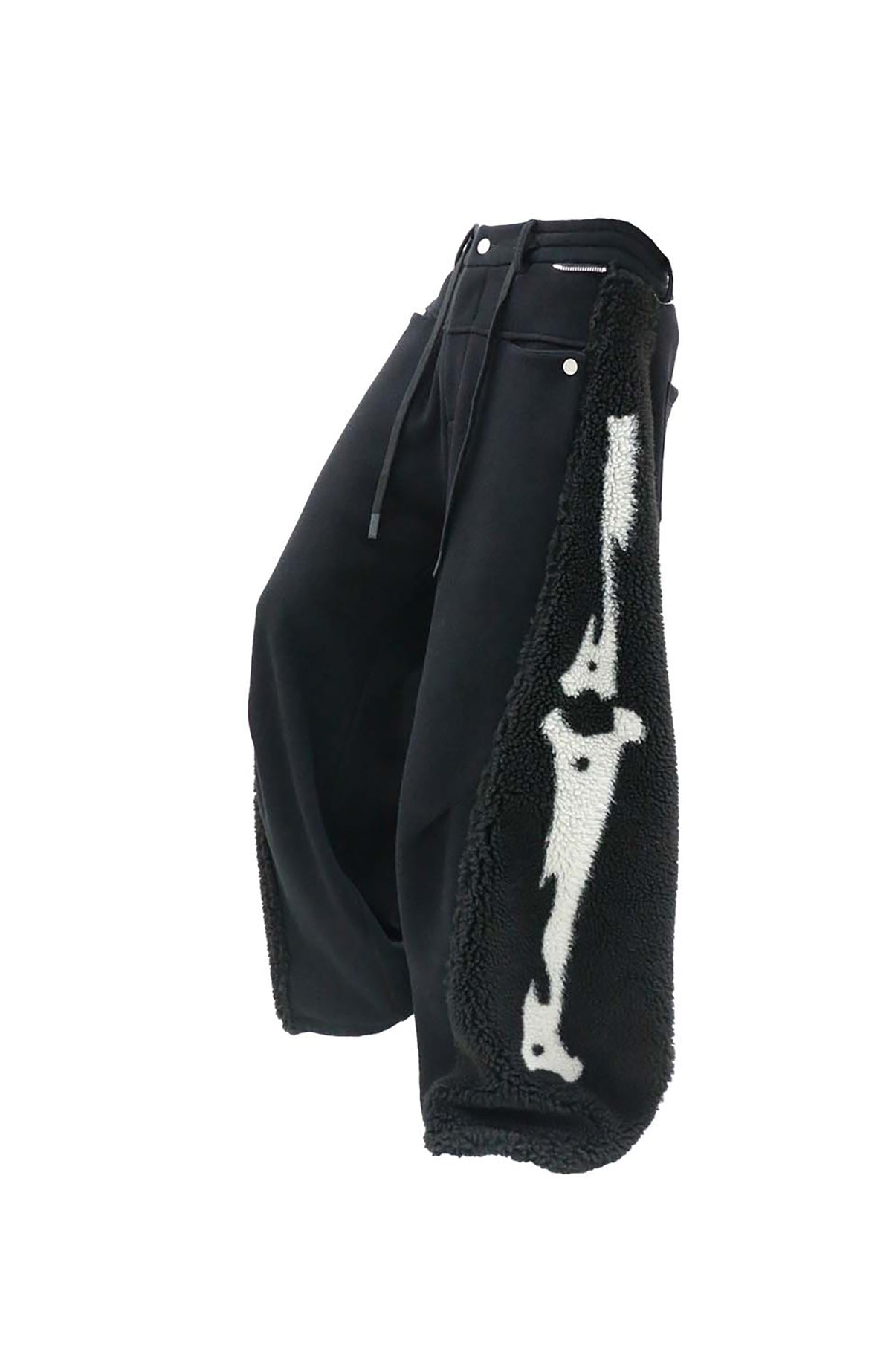 RELABEL Skeleton Graphic Spliced Deconstructed Wide-Leg Pants, premium urban and streetwear designers apparel on PROJECTISR.com, RELABEL