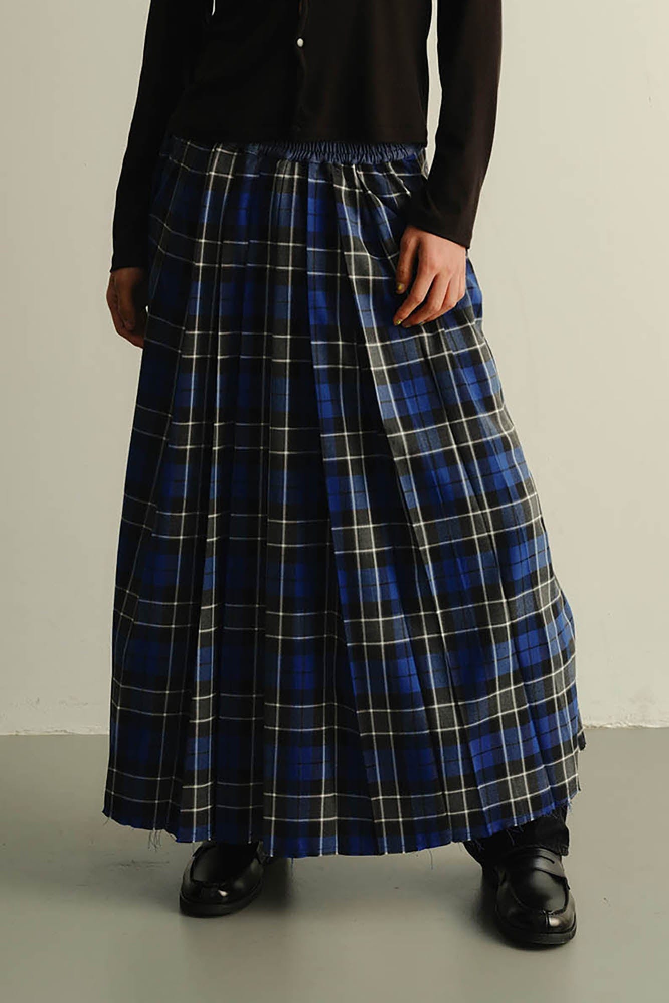 KADAKADA Paneled Reversible Plaid Raw-Edge Maxi Skirt, premium urban and streetwear designers apparel on PROJECTISR.com, KADAKADA