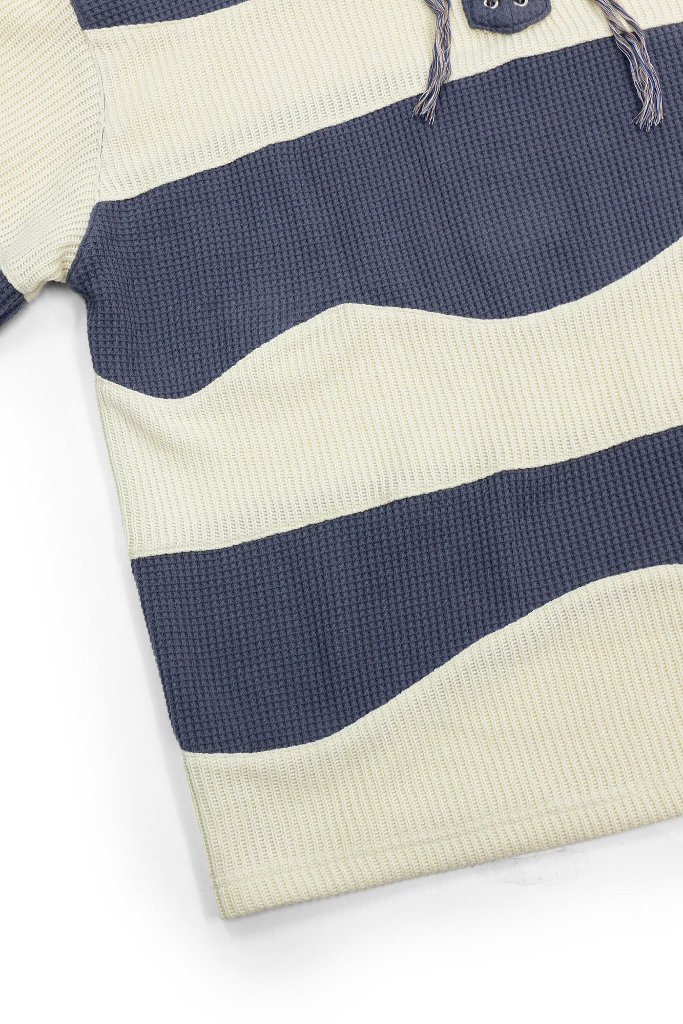 RELABEL Waffle-Knit Stripe Lace-Up Sweatshirt, premium urban and streetwear designers apparel on PROJECTISR.com, RELABEL