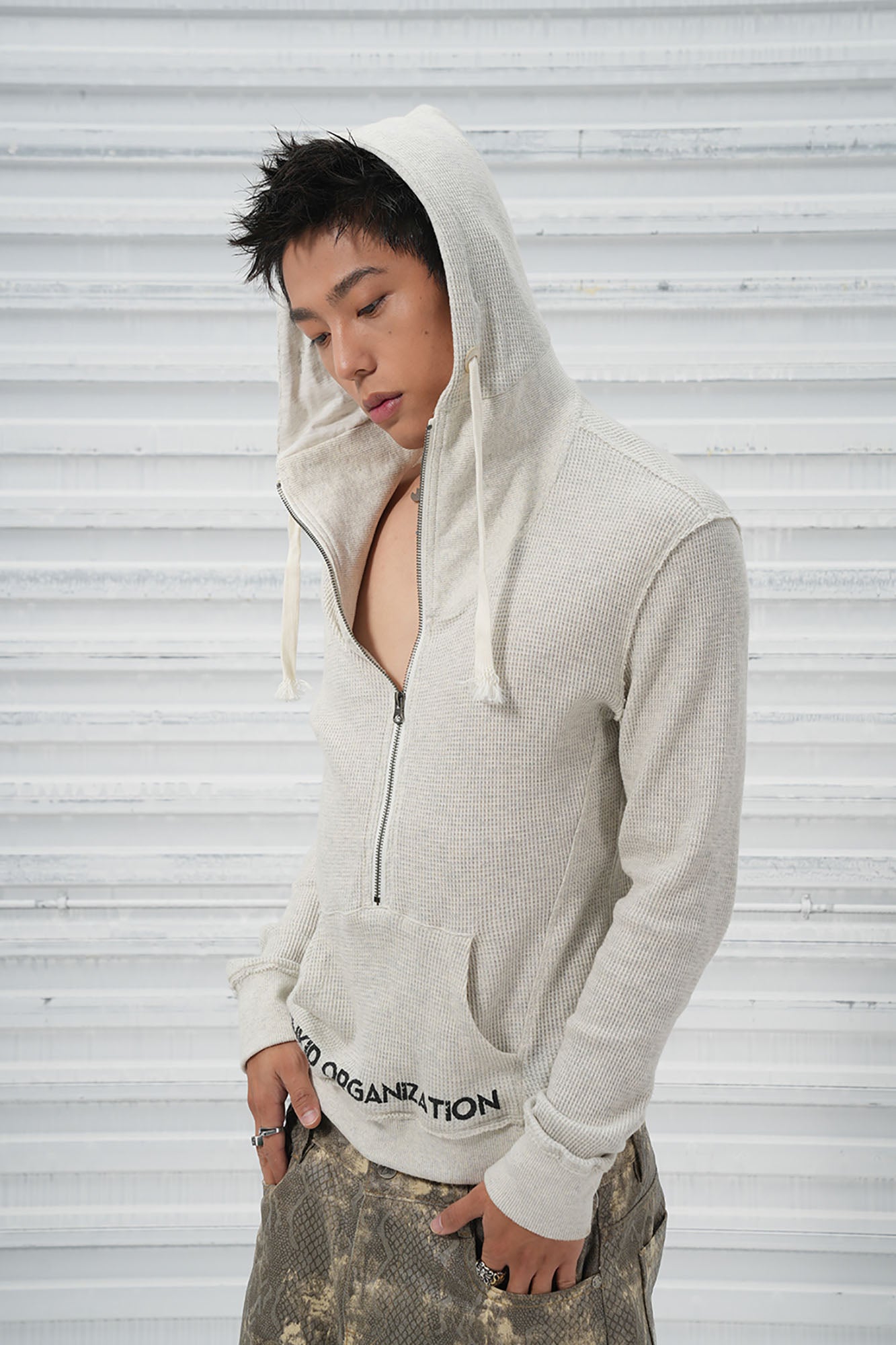 VINKID Pigeon Circle Waffle Half-Zip Hoodie, premium urban and streetwear designers apparel on PROJECTISR.com, VINKID
